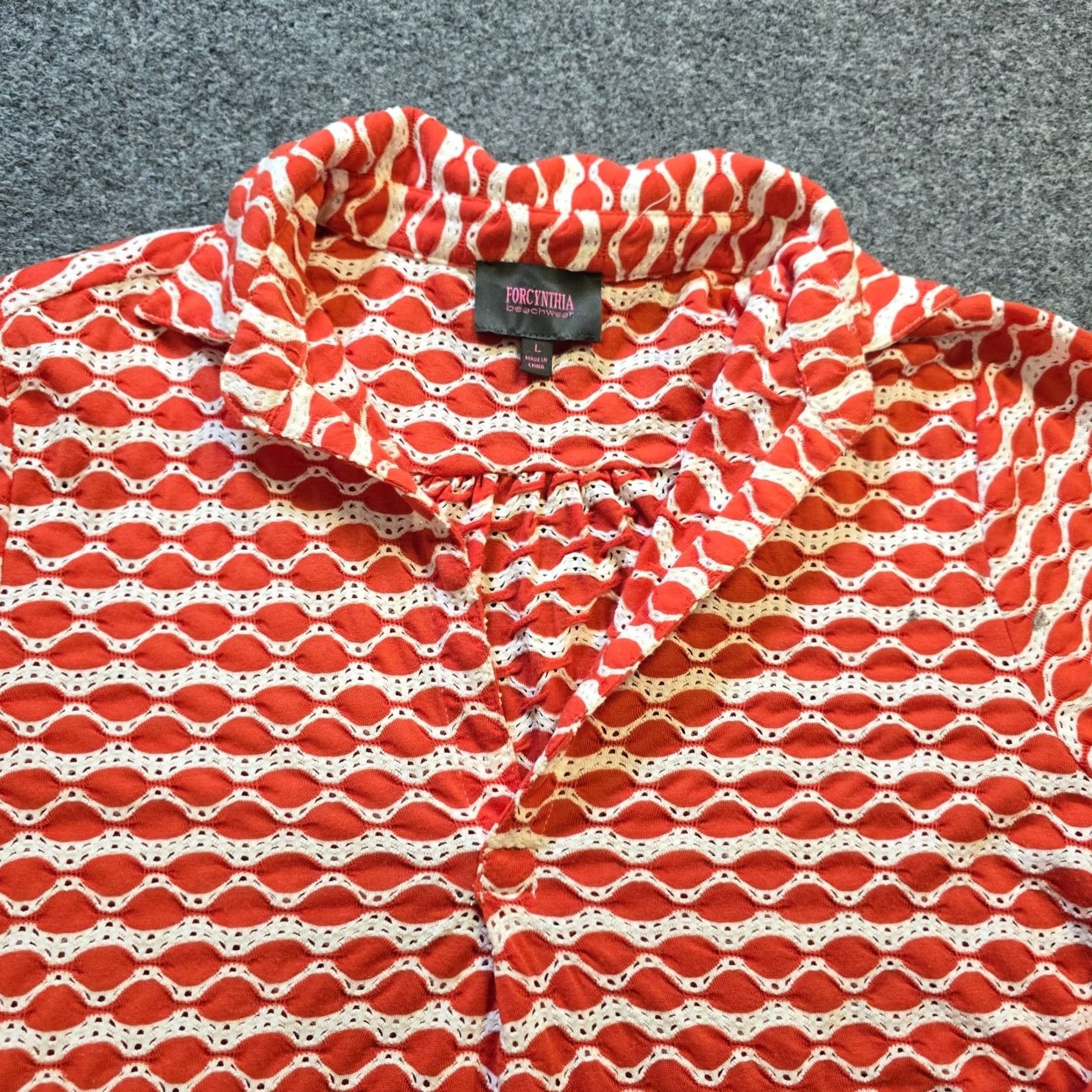 Vintage For Cynthia Top Womens L Orange Size Stretchy Pockets Tunic Beach Coverup Size L / US 10 / IT 46 - 2 Thumbnail