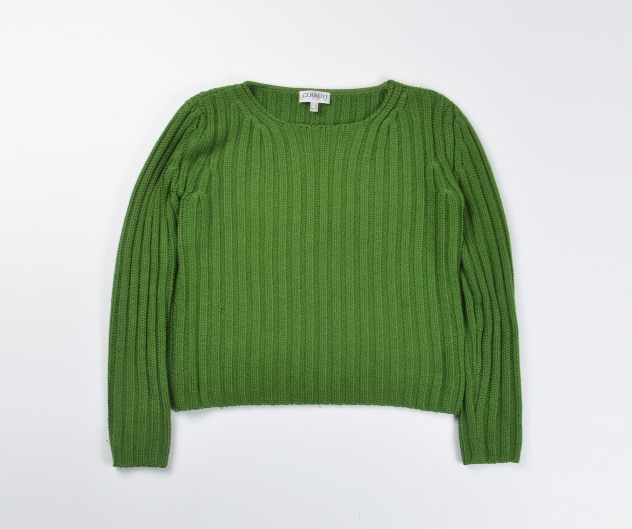 Cerruti 1881 Vintage Cerruti 1881 90's Ribbed Green Wool Blend Sweater Size S / US 4 / IT 40 - 3 Thumbnail