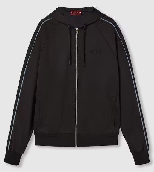 Gucci o1la5ras0426 Embroidered Jersey Zip Jacket in Black Size US M / EU 48-50 / 2 - 1 Thumbnail