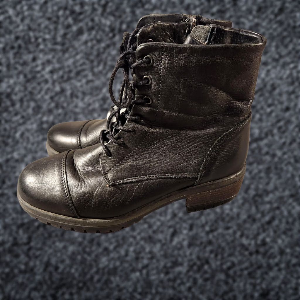 Vintage VINTAGE Lavorazione Artigiana Boots Womens 7.5 Black Combat Lace Up Zip Lug Sole Boots Womens Black 7.5 Union Size US 8 / IT 38 - 1 Thumbnail
