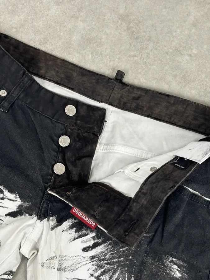 Dsquared2 AW2015 Dsquared2 Black White Denim Floral Print Straight Jeans Size US 32 / EU 48 - 9 Thumbnail