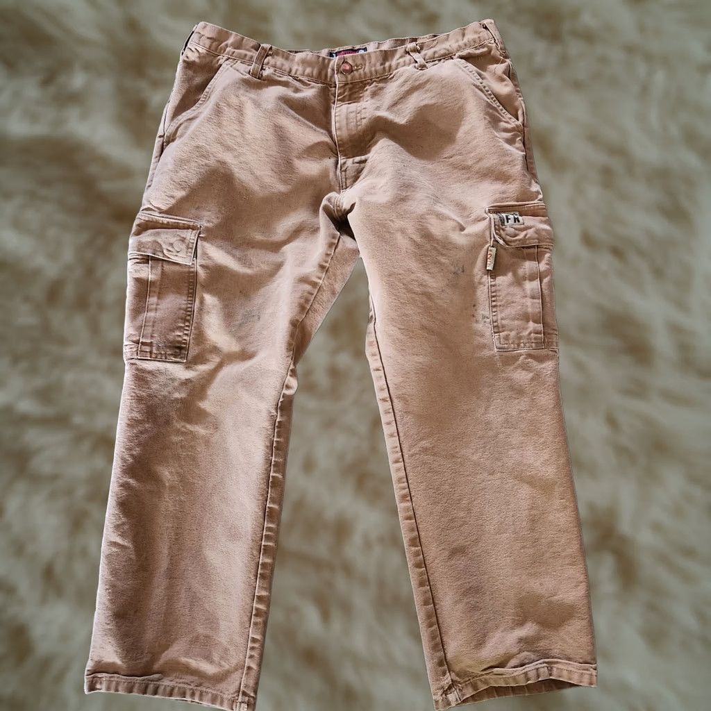 Vintage Wolverine Workwear Pants Mens 38x34 Canvas Duck Cargo Carpenter Straight 5-Pocket Olive Green Regular Distressed Workwear Pants Size US 38 / EU 54 - 1 Thumbnail