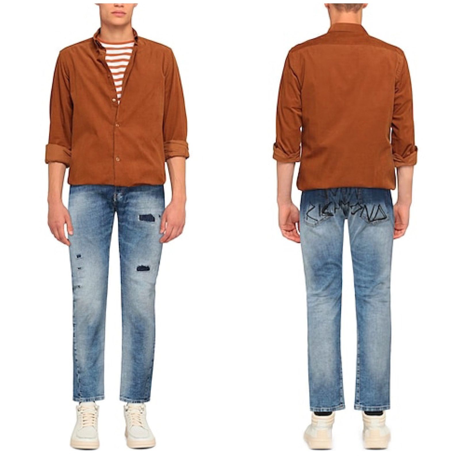 John Richmond John Richmond Distressed Patched Slim Fit Jeans Size US 40 / EU 56 - 1 Thumbnail