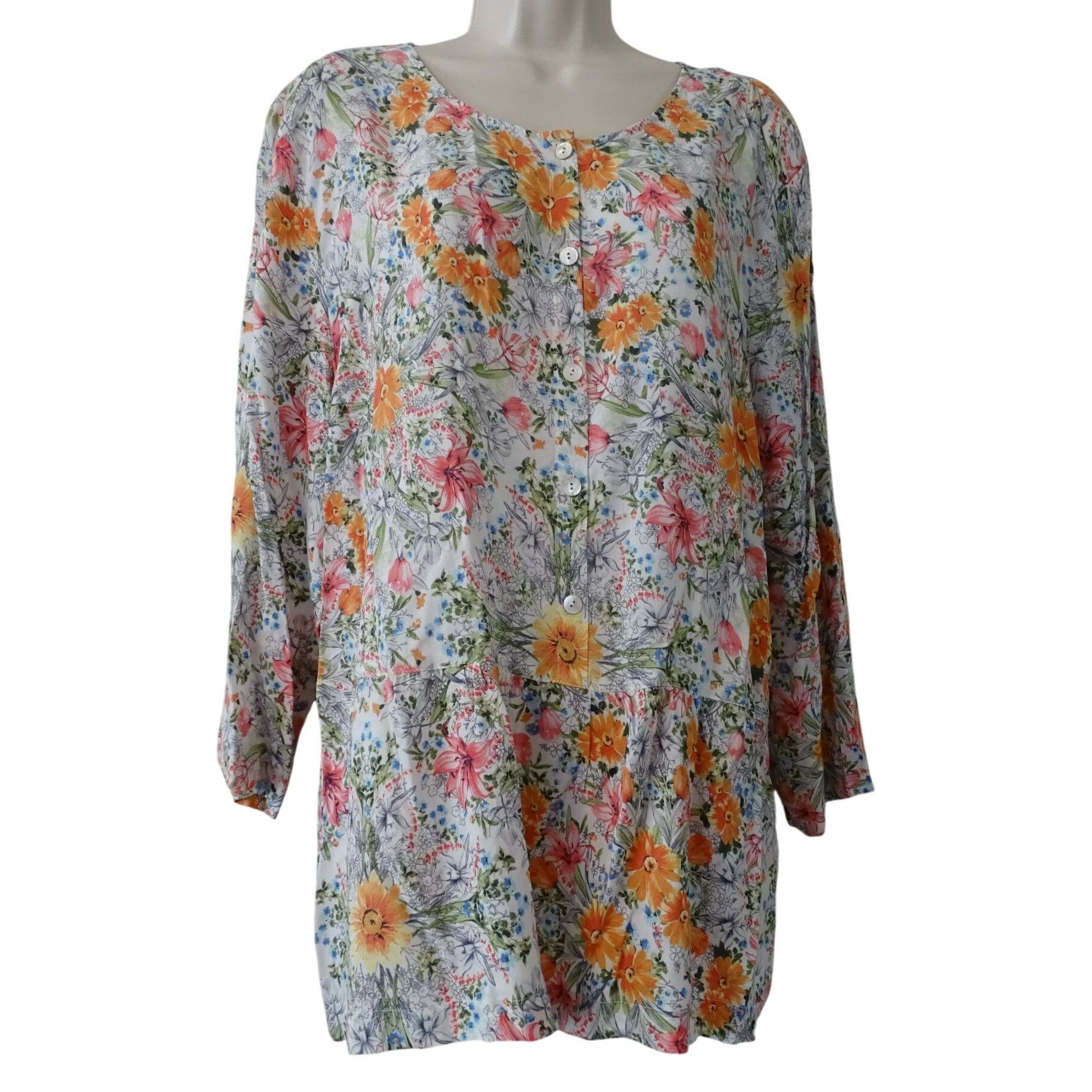 J. Jill J Jill Women Floral Peplum Button Front Tunic Top Size XL Size XL / US 12-14 / IT 48-50 - 2 Thumbnail