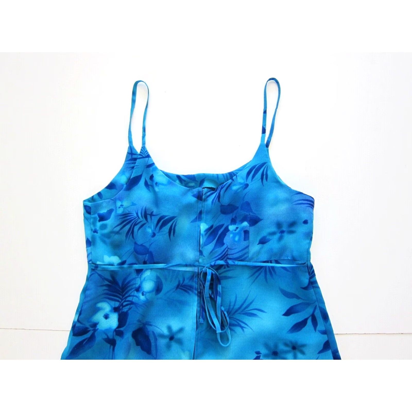 Vintage VINTAGE Connected Apparel Blue Floral Empire Tank Slip Dress Woman 12/Large Size XL / US 12-14 / IT 48-50 - 3 Thumbnail