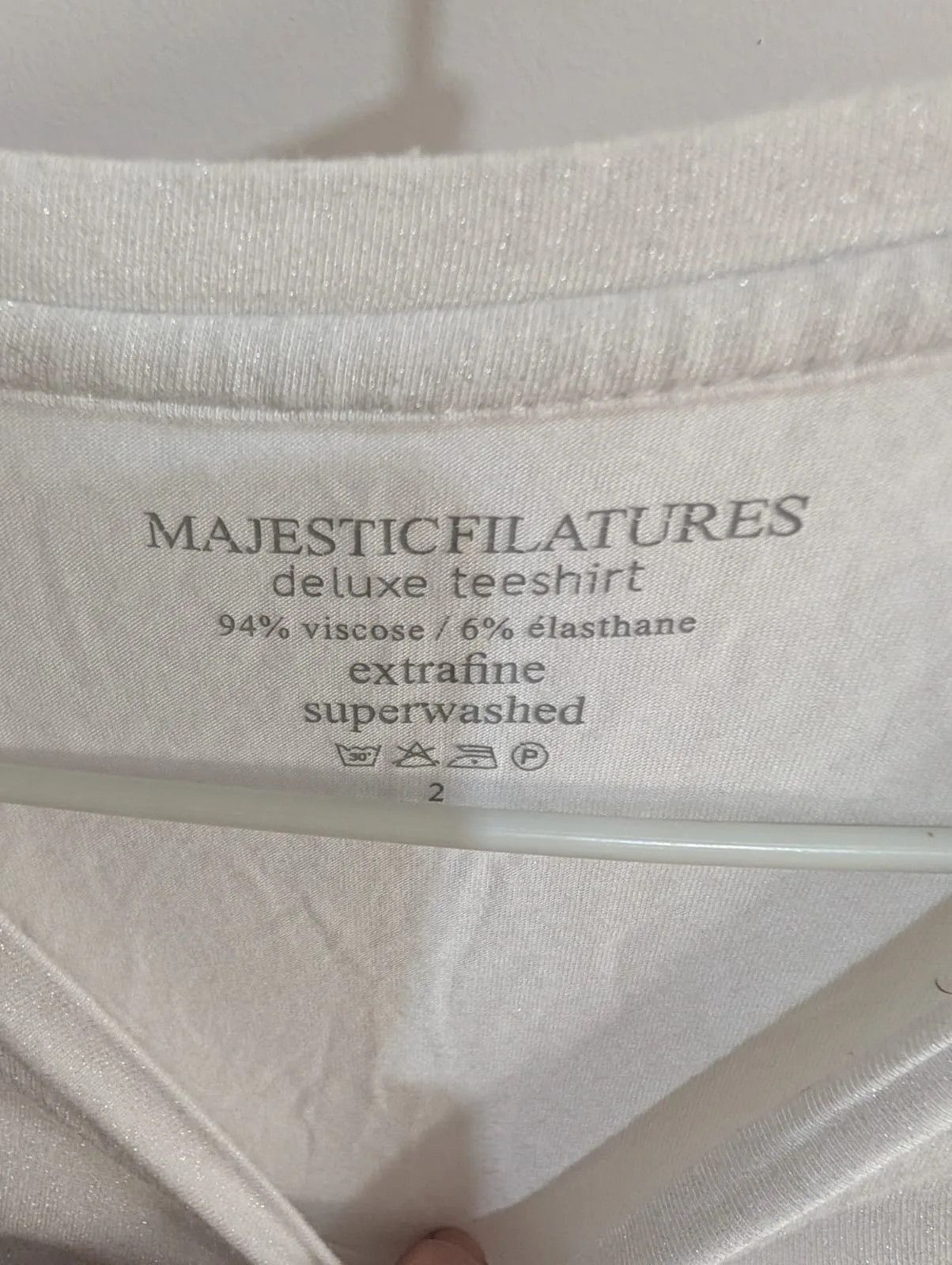 MAJESTIC FILATURES Majestic Filatures White Viscose Blend Short Sleeve Crew Neck T-Shirt Size US M / EU 48-50 / 2 - 3 Thumbnail