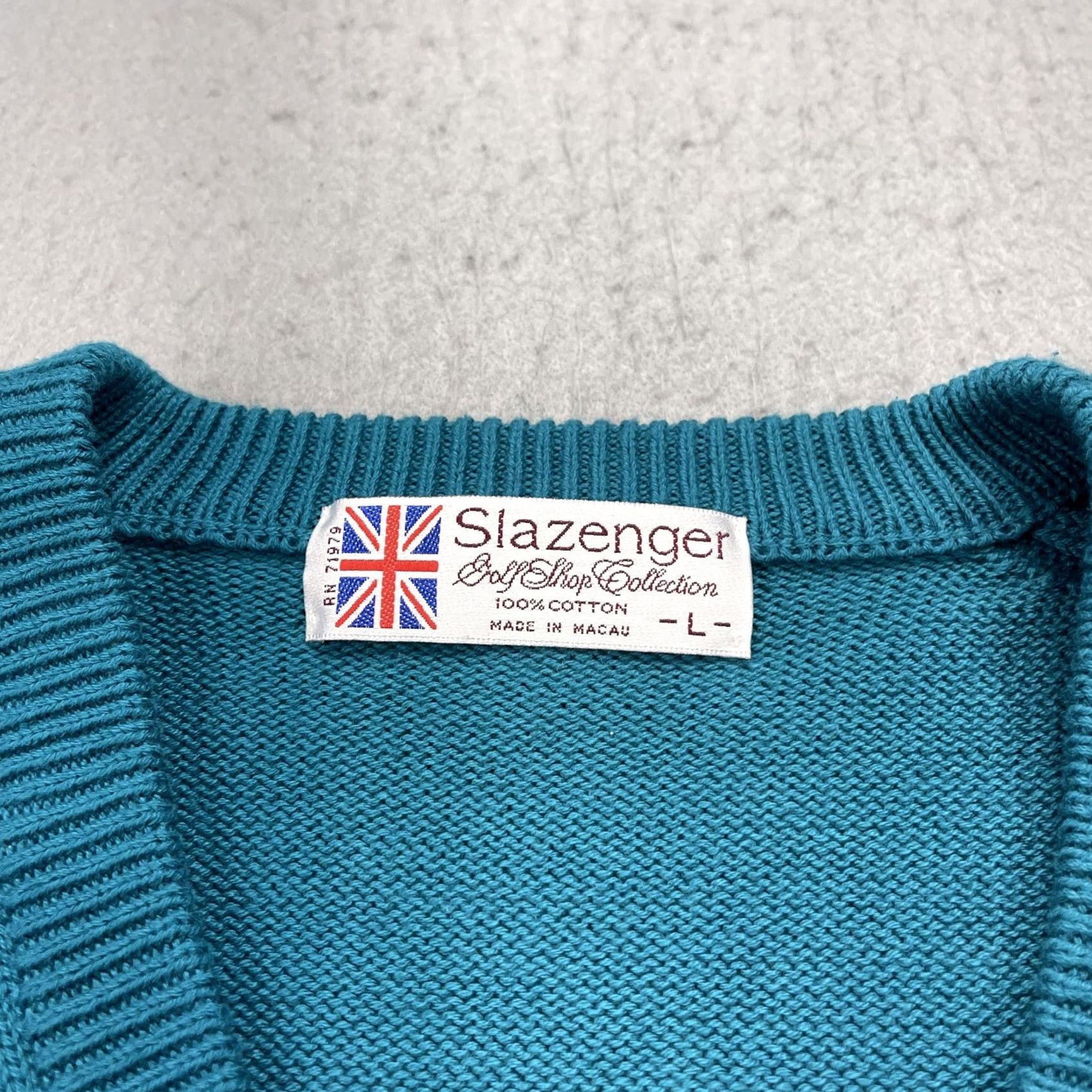 Vintage VINTAGE Slazenger Mens Large Blue V-Neck Golf Sweater Knit Pullover 90s Ridgemoor CC Size US L / EU 52-54 / 3 - 4 Thumbnail