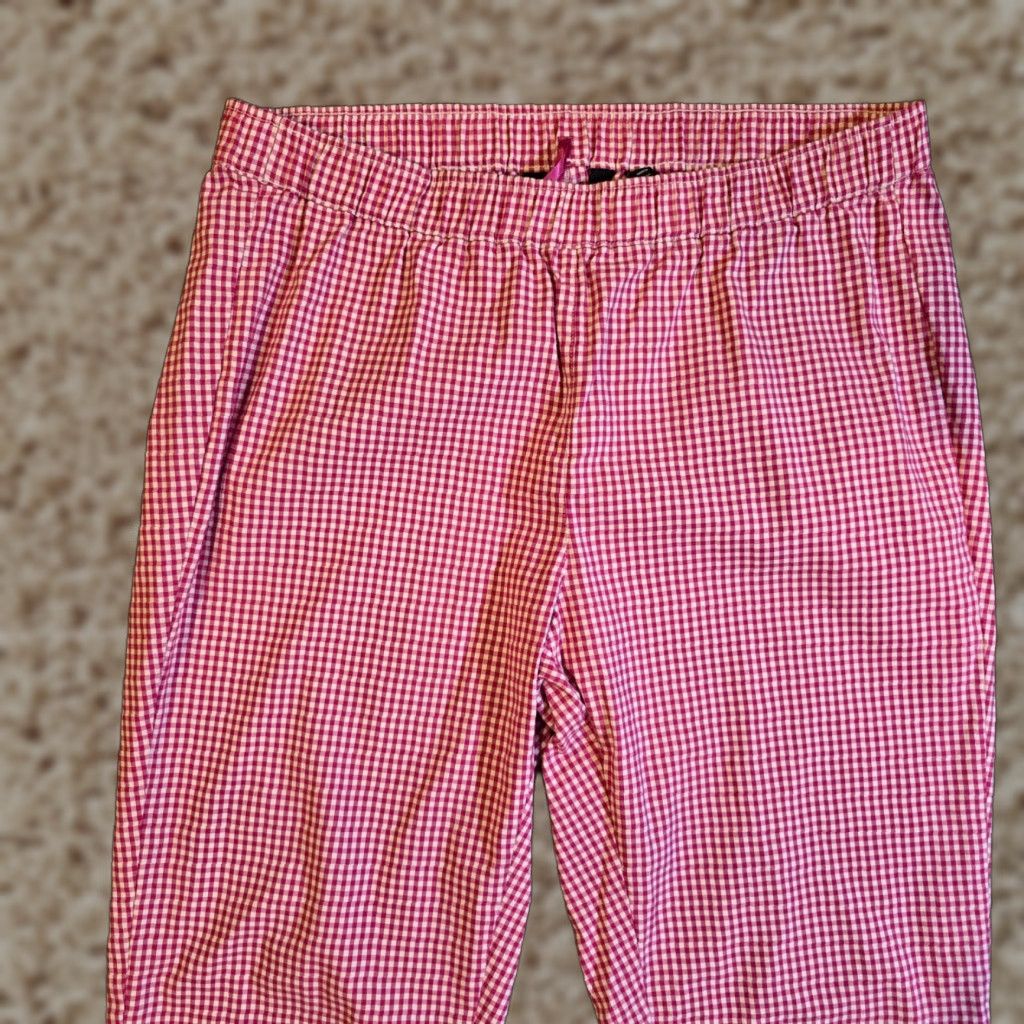Vintage Ulla Popken Pants Women 16 Pink White Gingham Pull On Tapered Stretch Casual Shirt? Size 38" / US 16 / IT 52 - 1 Thumbnail