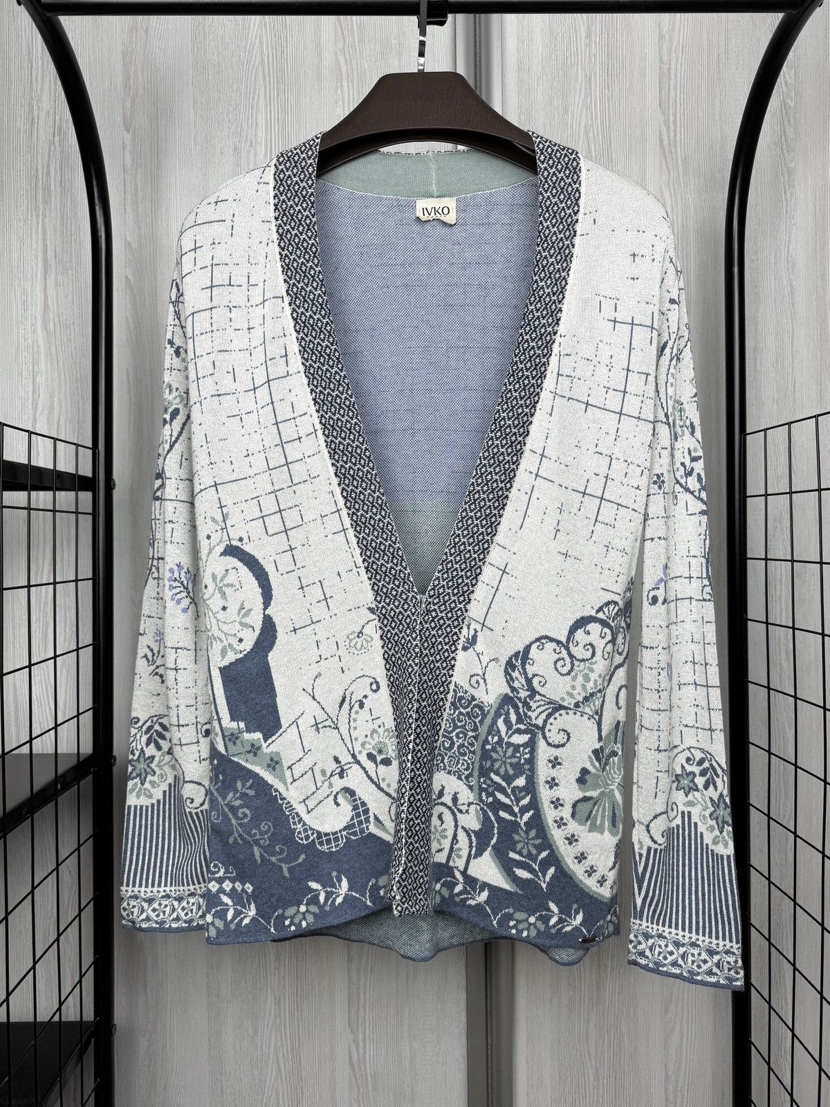Other Ivko grey/blue floral abstract pattern cardigan Size XL / US 12-14 / IT 48-50 - 2 Thumbnail