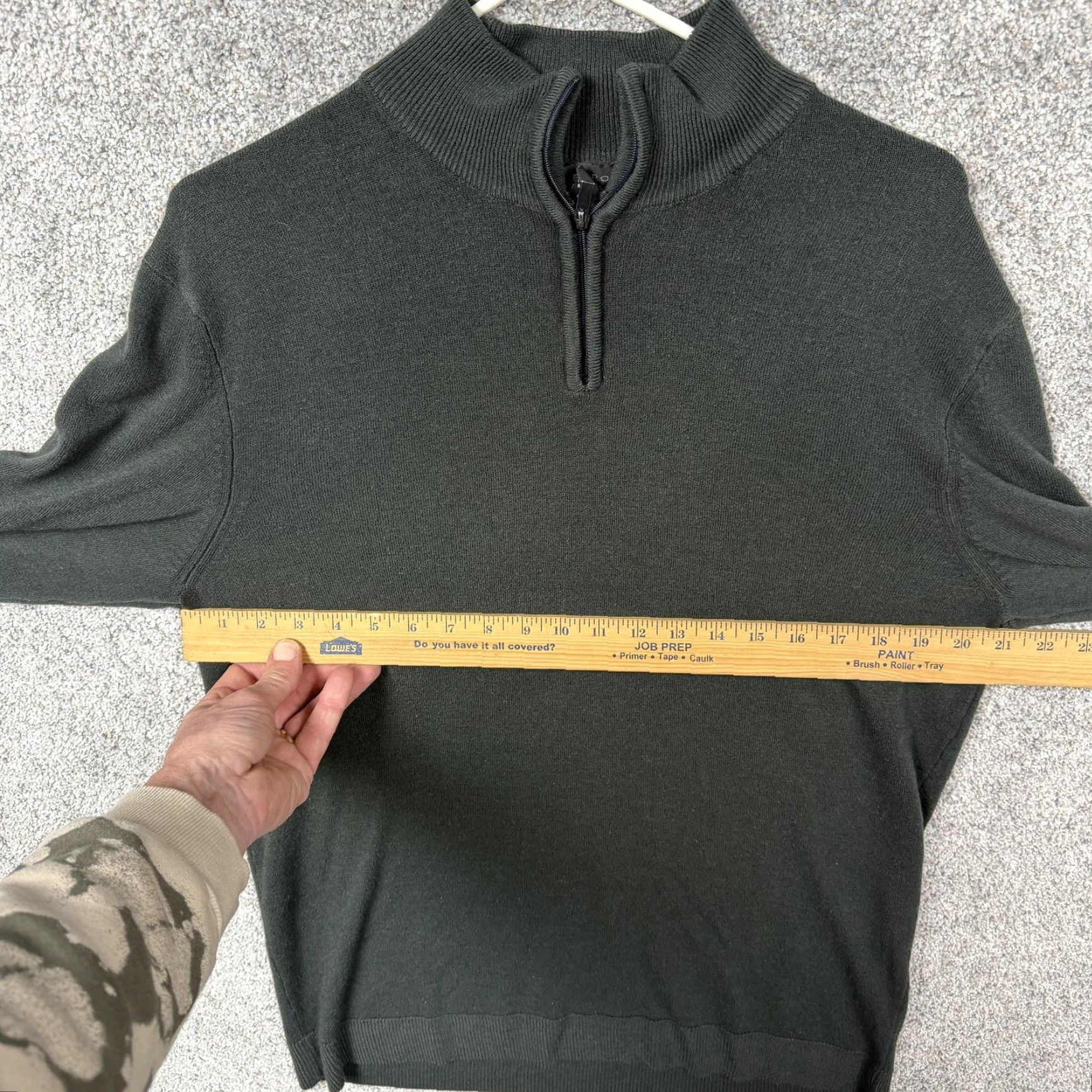 Vintage VIA EUROPA Pullover Sweater Men L Green 1/4 Zip Mock Neck Lightweight Knit Dark Academia Gorpcore Size US L / EU 52-54 / 3 - 4 Thumbnail