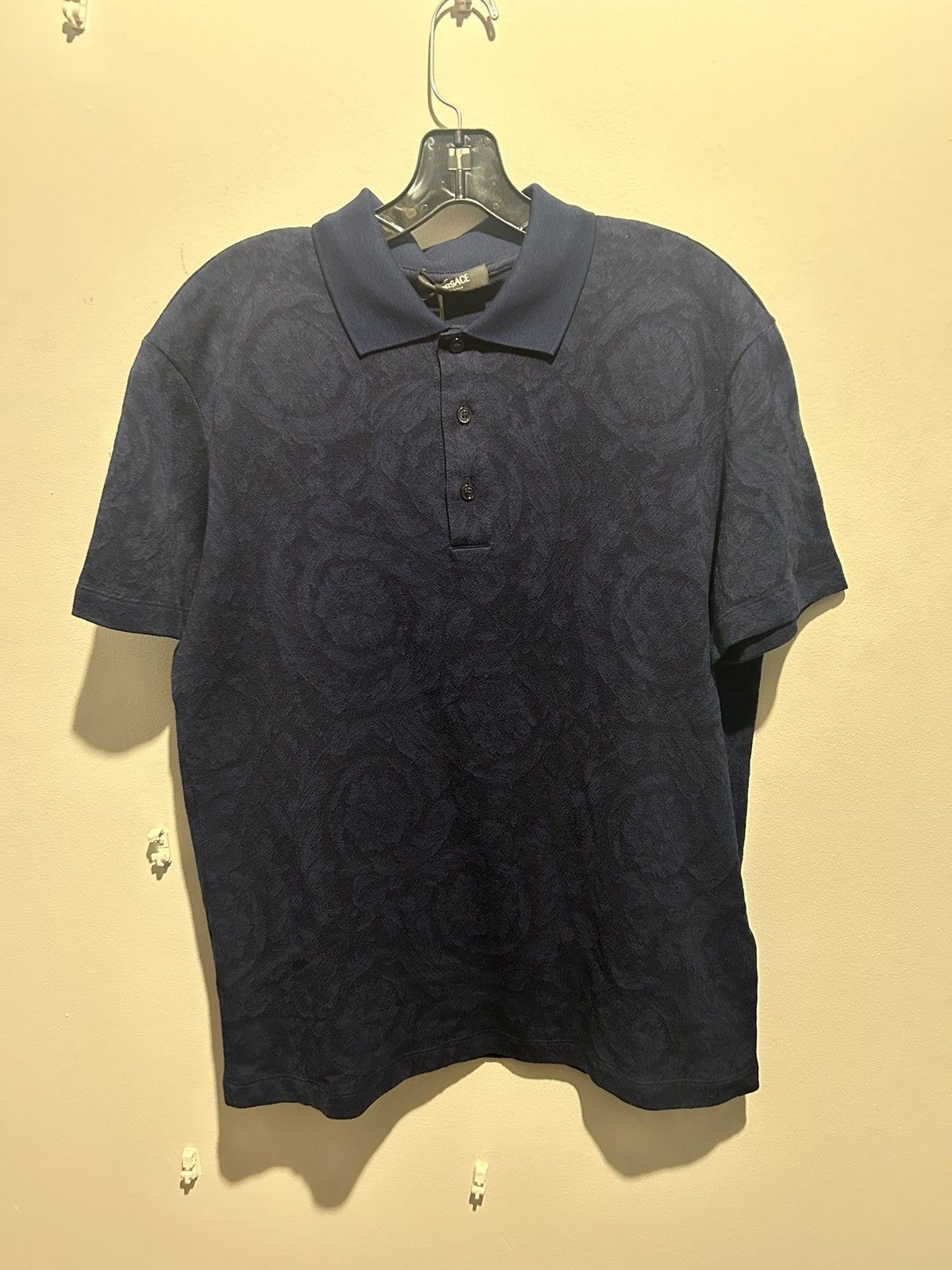 Versace Navy Versace Barocco Polo Size US S / EU 44-46 / 1 - 1 Thumbnail