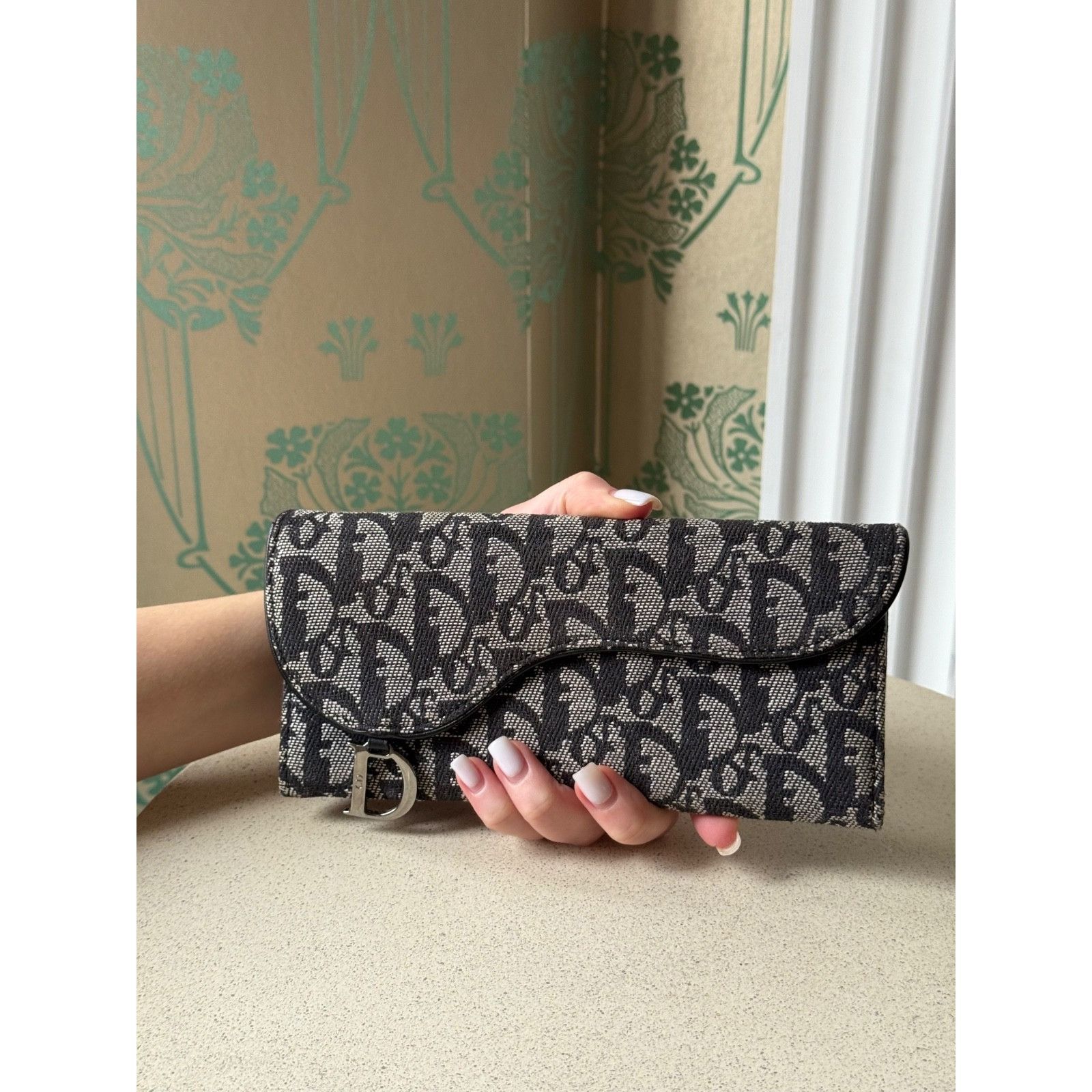 Dior DIOR Saddle Long Wallet Oblique Jacquard Navy Grey Size ONE SIZE - 5 Thumbnail