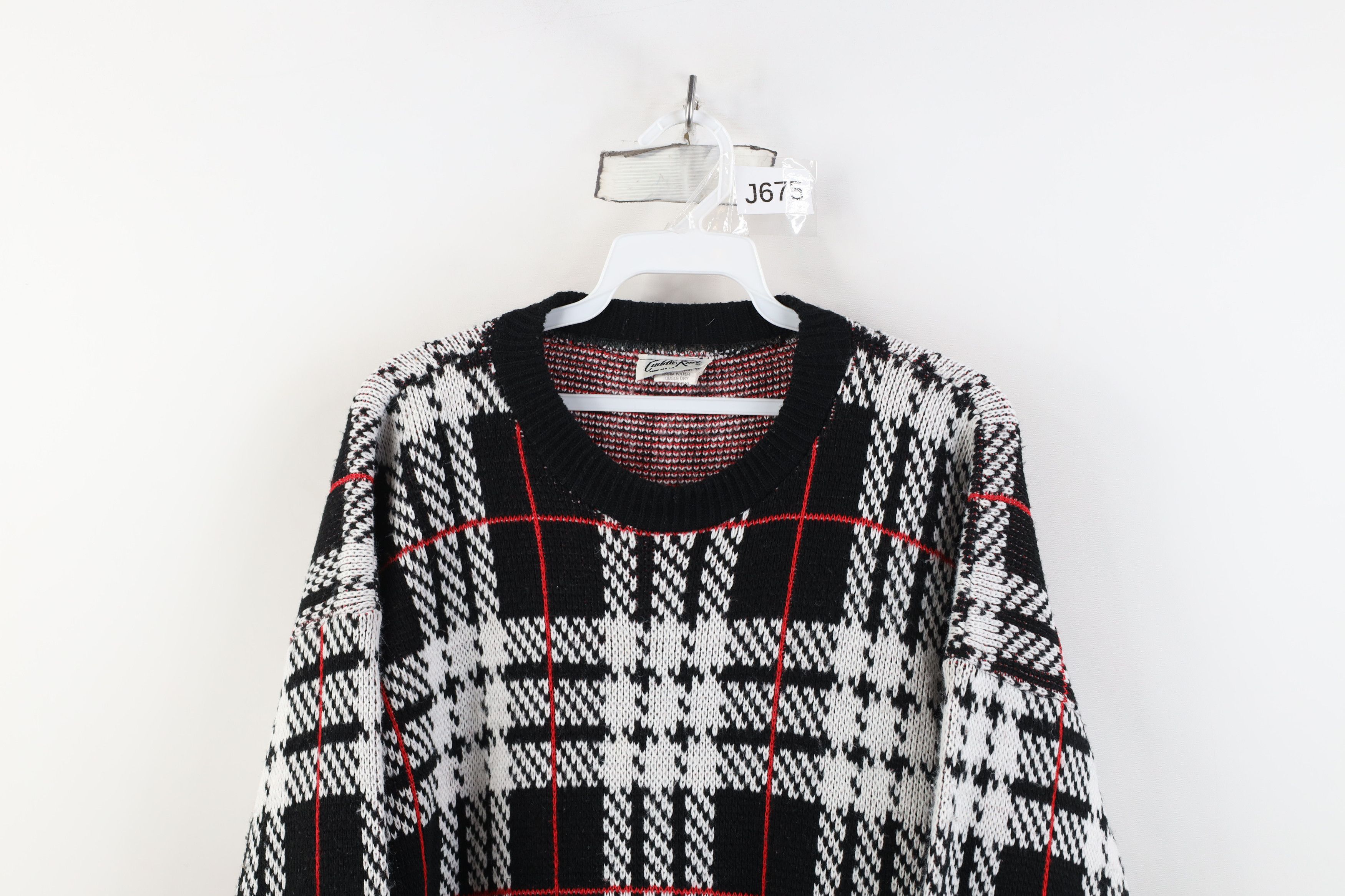 Vintage Vintage 90s Streetwear Plaid Knit Crewneck Sweater USA Size L / US 10 / IT 46 - 2 Thumbnail