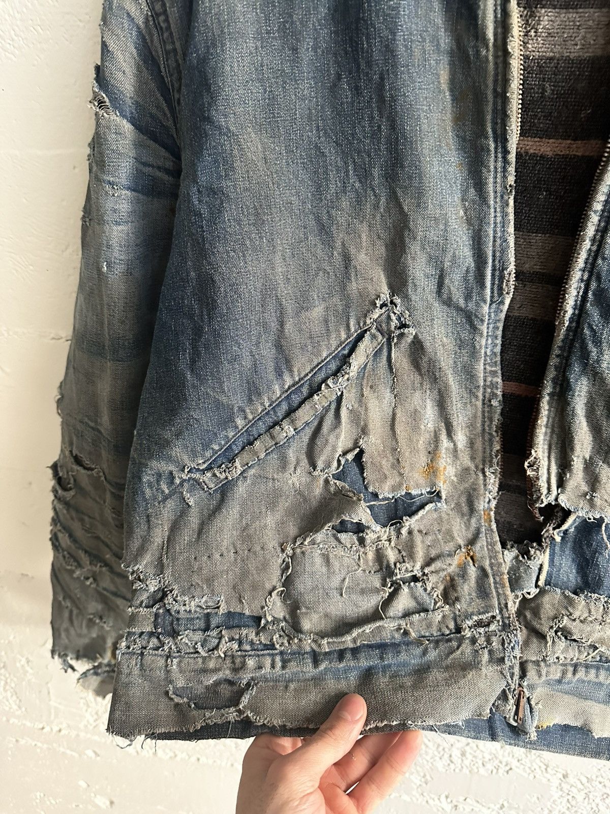 Vintage Super Thrashed Blanket lined denim jacket 50-60’s Size US M / EU 48-50 / 2 - 2 Thumbnail