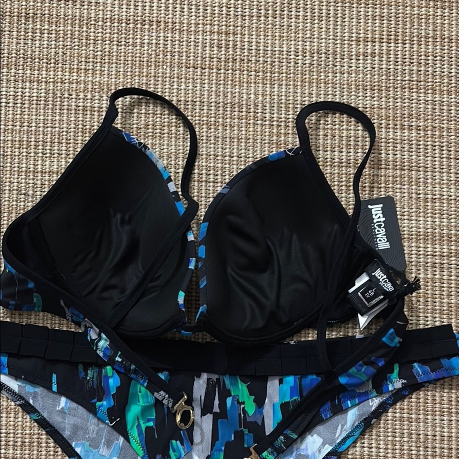 Just Cavalli NWT Just Cavalli Blue and Black Bikini Set with Artistic L Size ONE SIZE - 7 Thumbnail