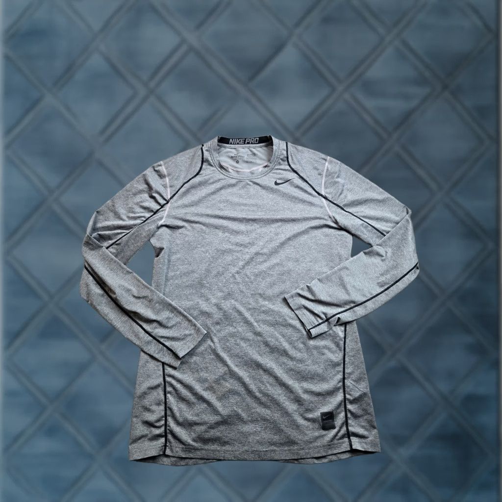 Nike Nike Pro Dri-Fit Shirt Mens Medium Gray Long Sleeve Vented Fitted Stretch Size US M / EU 48-50 / 2 - 1 Thumbnail