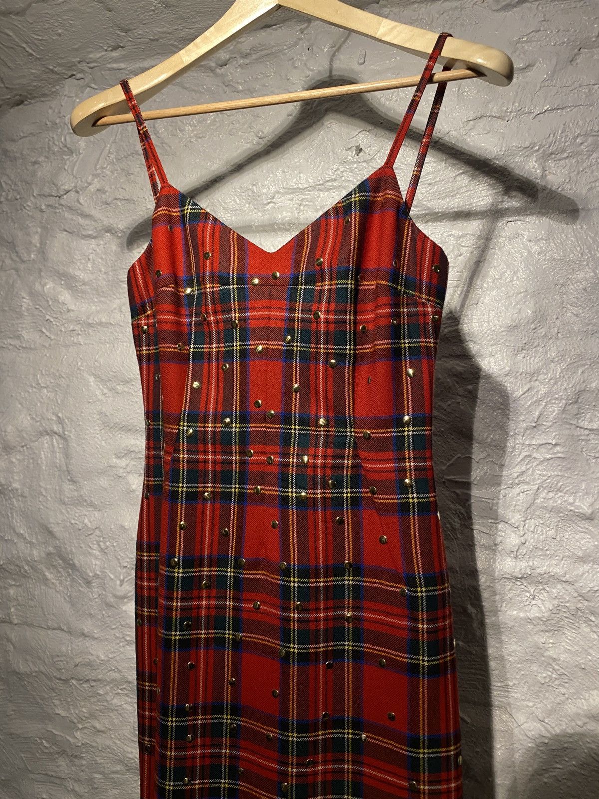 Dolce & Gabbana D&G Red Plaid wool dress with gold details Size S / US 4 / IT 40 - 2 Thumbnail
