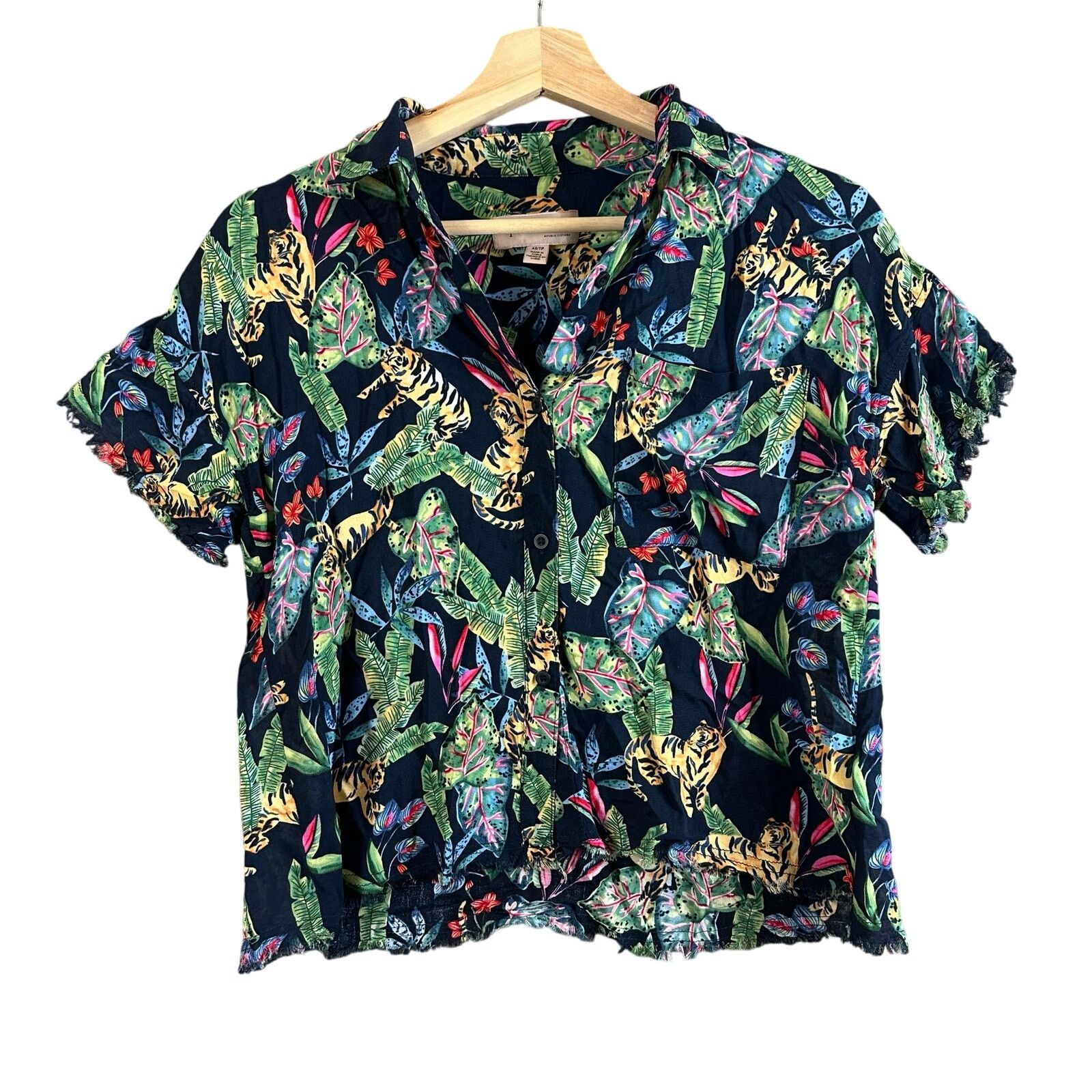 Other Philosophy Tropical Tiger Crop Shirt Top Fray Edge XS Size XS / US 0-2 / IT 36-38 - 2 Thumbnail