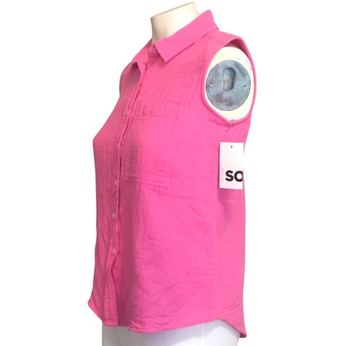 Other SO Pink Gauze Crinkle Bubble Bliss Sleeveless Top XS NWT Size XS / US 0-2 / IT 36-38 - 5 Thumbnail