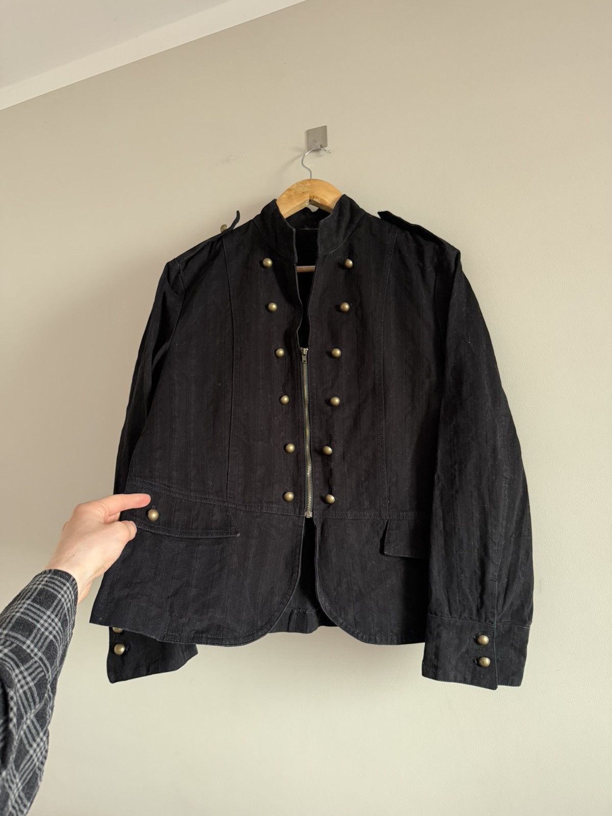 Vintage Napoleonic Hussar Military Jacket Black Size L / US 10 / IT 46 - 2 Thumbnail