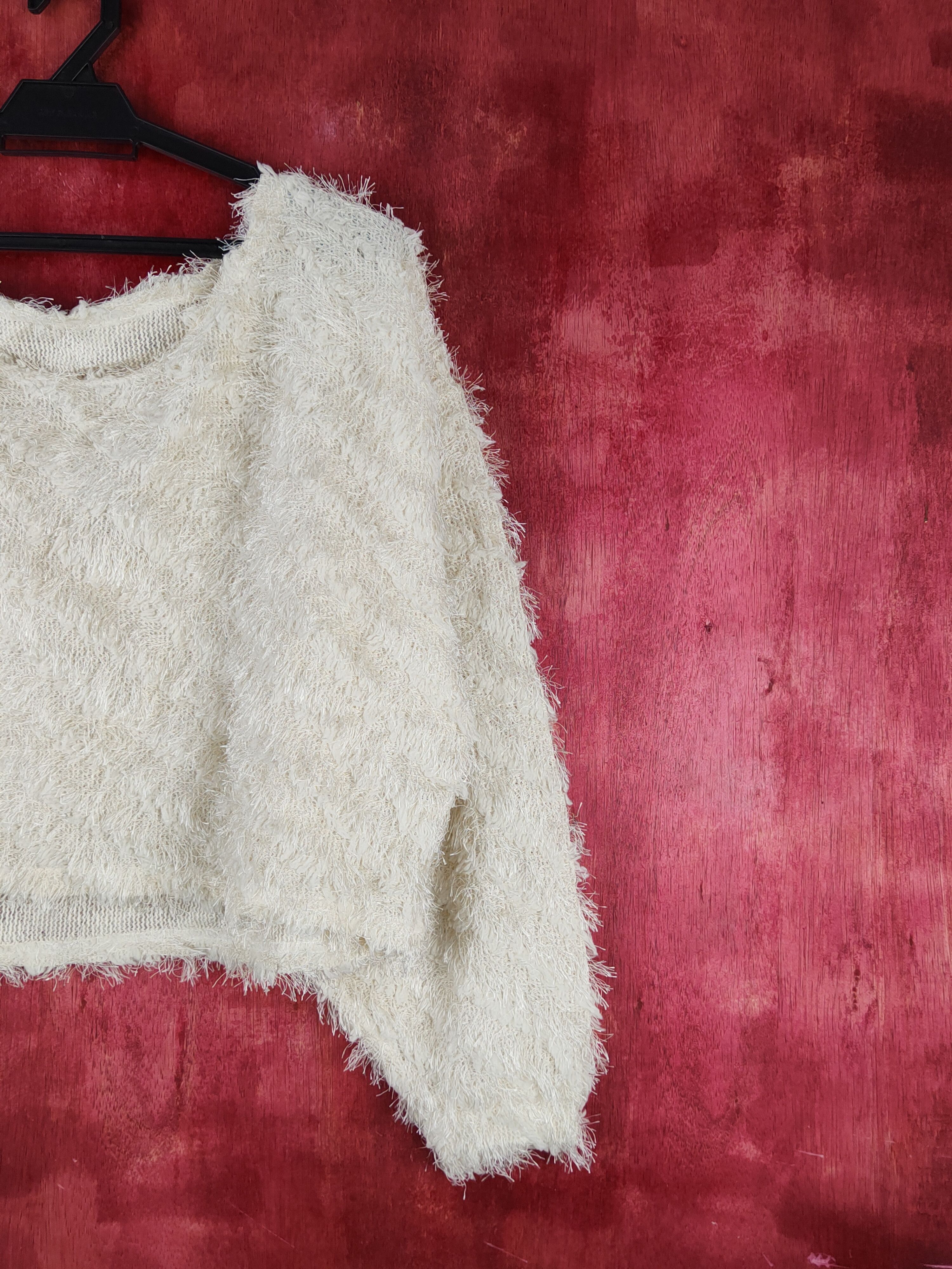 Homespun Knitwear Anzu Cream Shag Shaggy Fur Mohair Knitwear #S1887 Size M / US 6-8 / IT 42-44 - 5 Thumbnail