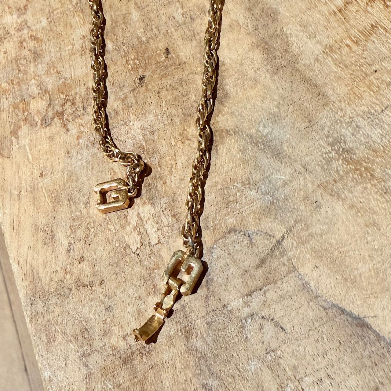 Givenchy Vintage Gold Chain Faux Coral Crystal Necklace