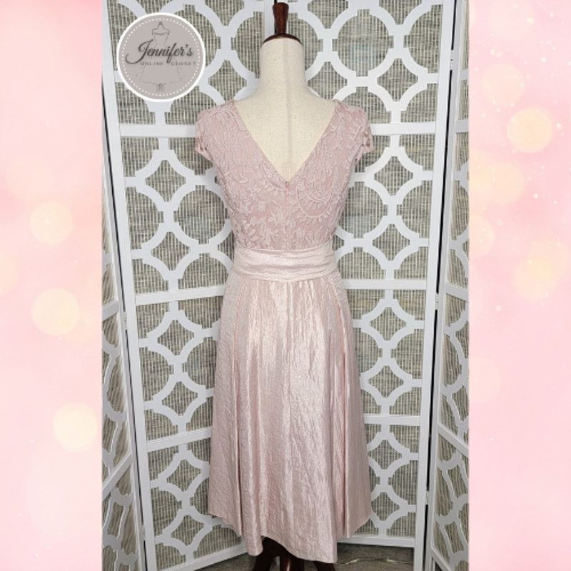 Adrianna Papell Adrianna Papell Blush Pink Shimmer Embroidered Bodice Dress Size XL / US 12-14 / IT 48-50 - 12 Thumbnail