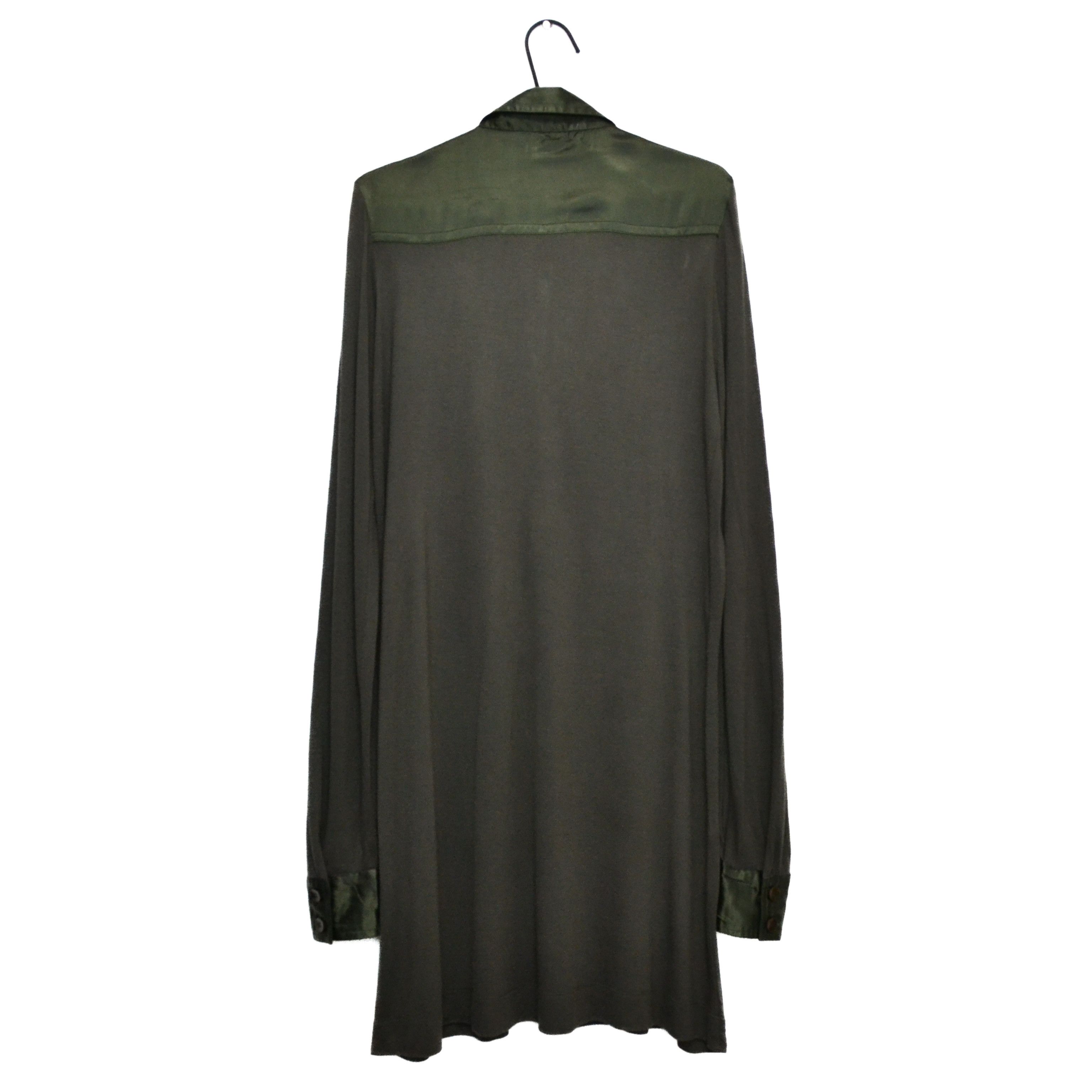 Miss Sixty Y2K Khaki Green Front Button Dress - toestory.in