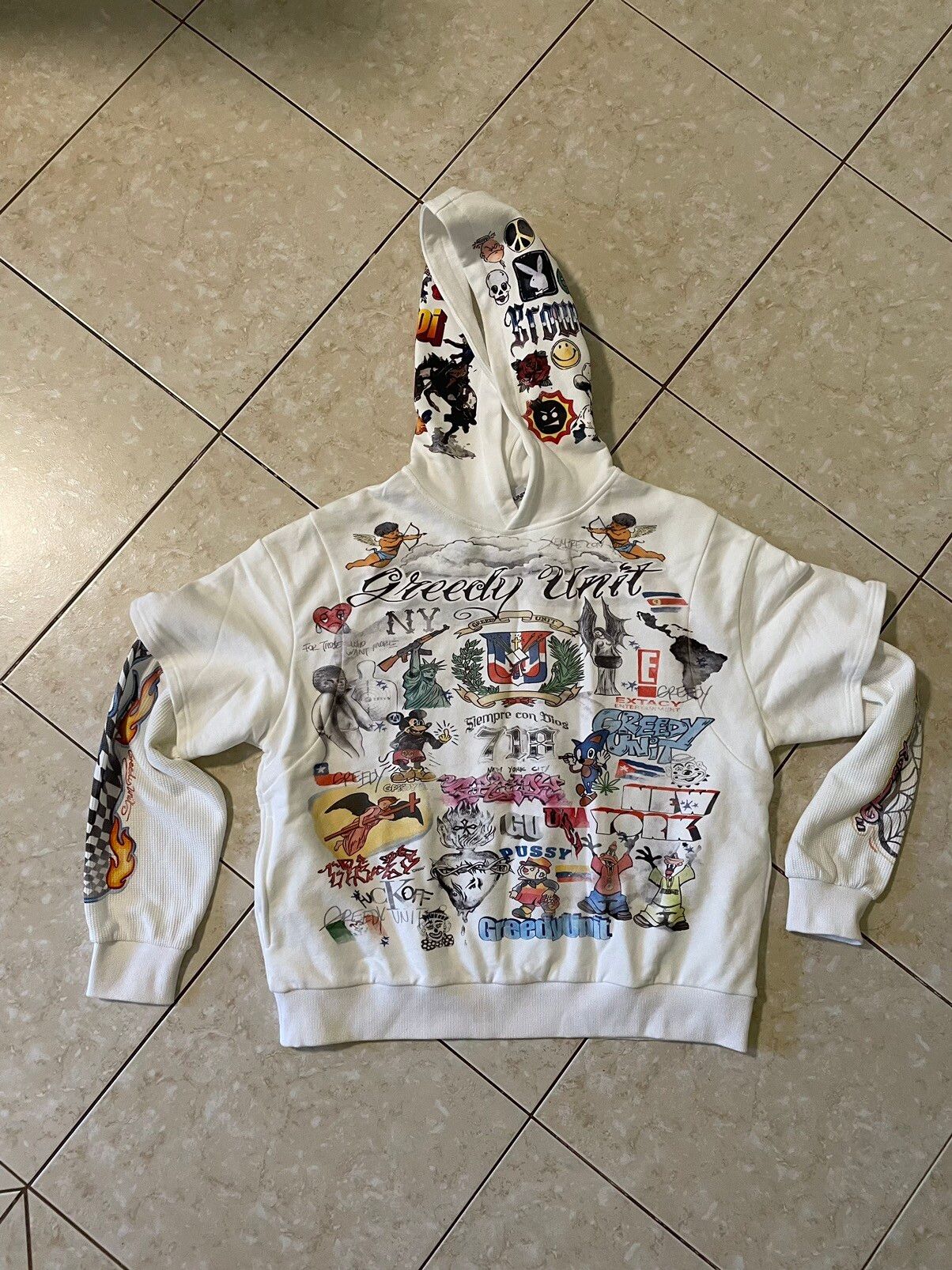 Streetwear GREEDY UNIT - TWO LAYER ALL OVER HOODIE | Grailed