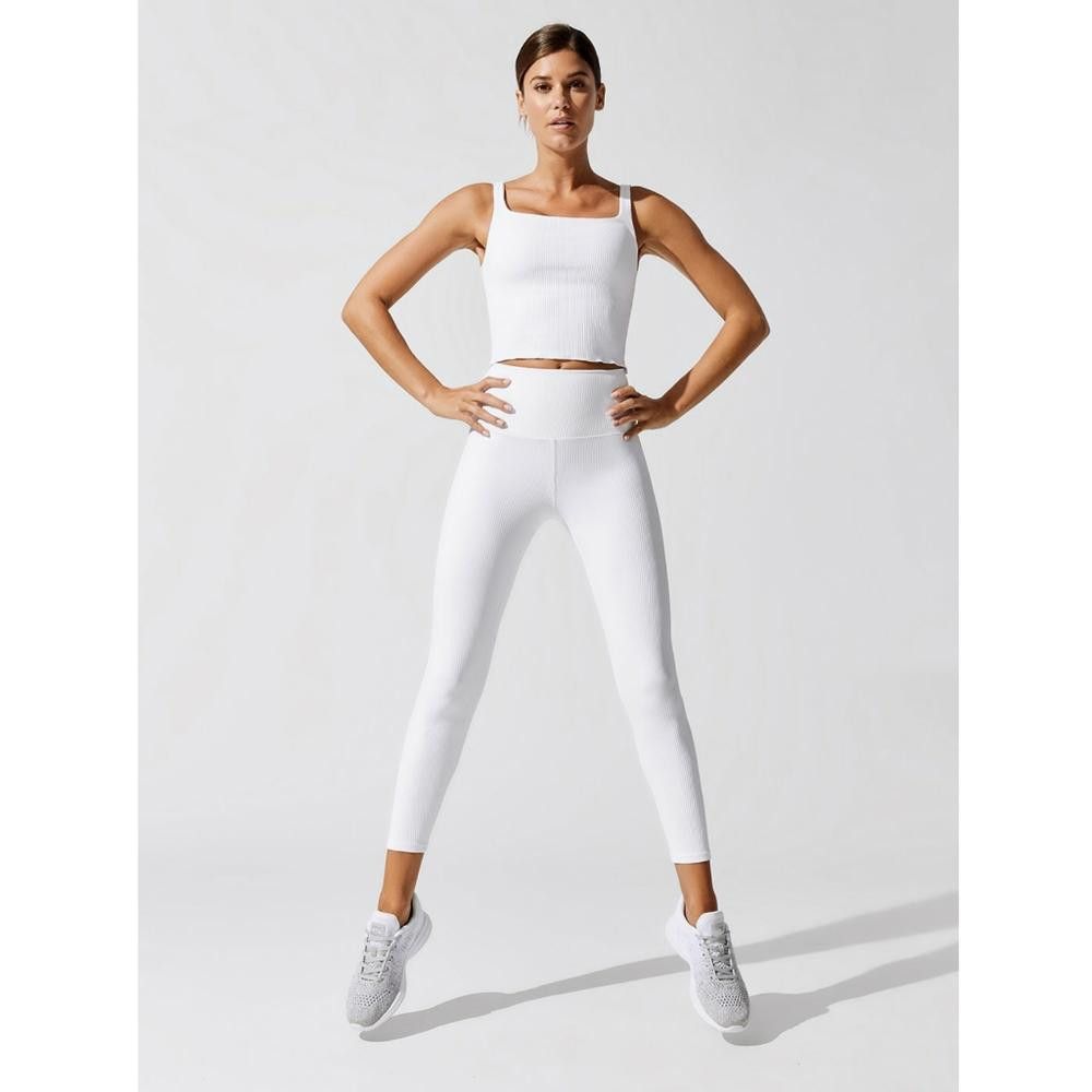 Carbon White Ribbed Carbon38 Athletic Legging Size 28" / US 6 / IT 42 - 3 Thumbnail