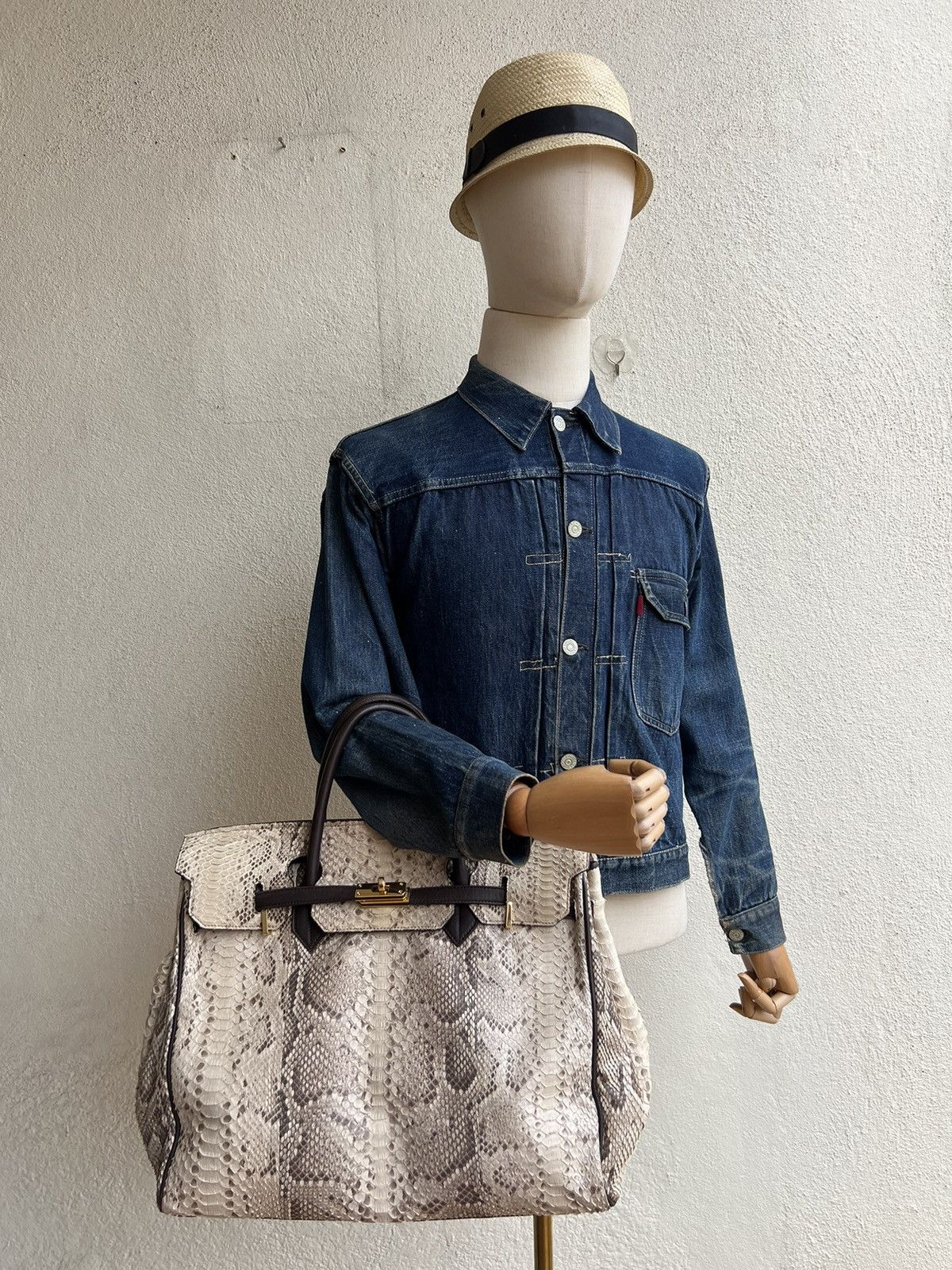 Leather Vin Don Japan Snake Skin Leather Birkin Bag Size ONE SIZE - 1 Thumbnail