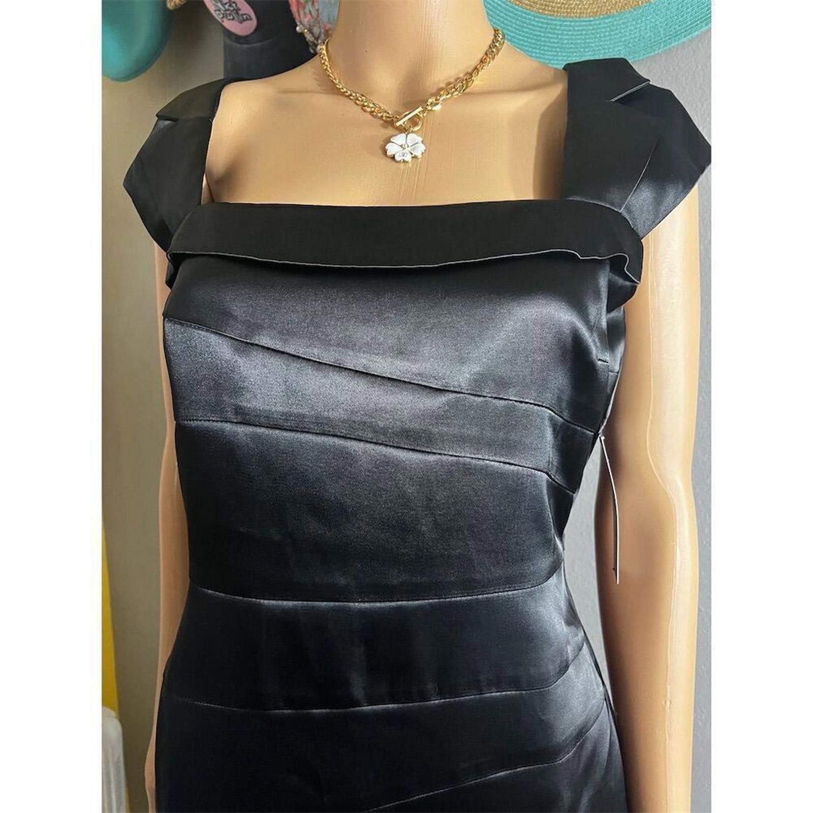 Other New York & Company Black Satin Sheath Dress 6 Knee Length Size M / US 6-8 / IT 42-44 - 5 Thumbnail