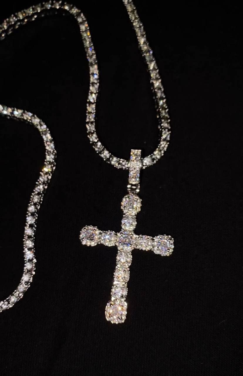 Other Chain | Pendant Cross Tennis Chain Silver 3mm 22” Size ONE SIZE - 4 Thumbnail