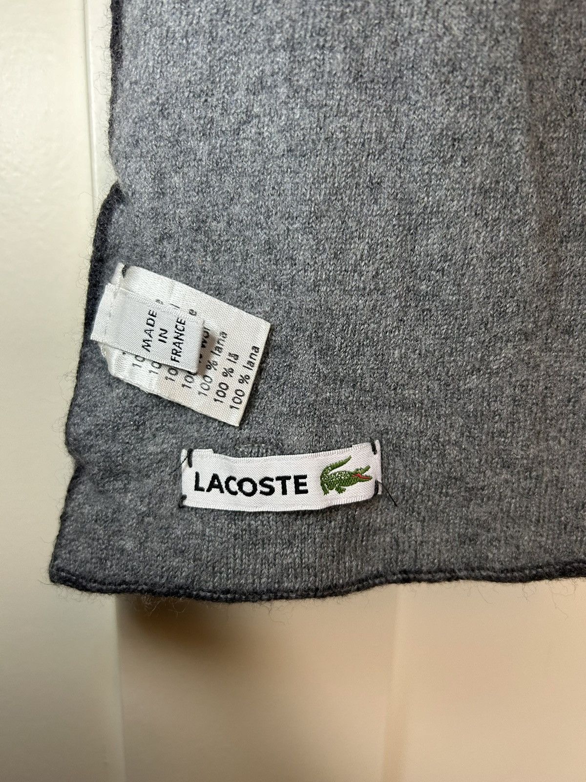 Lacoste Vintage Lacoste 100% wool reversible scarf Size ONE SIZE - 4 Thumbnail