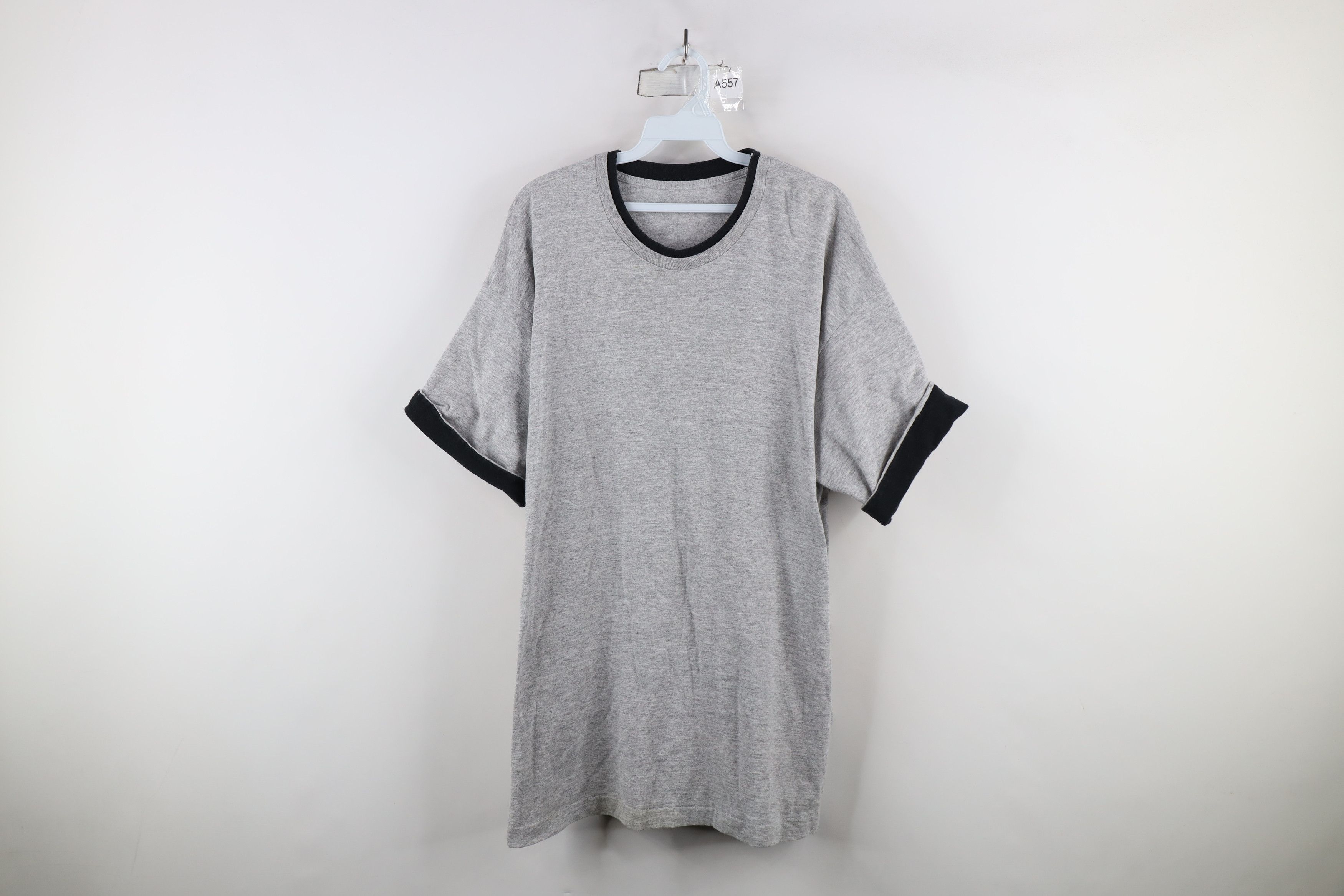 Vintage Vintage 90s Streetwear Heavyweight T-Shirt Heather Gray Size US XL / EU 56 / 4 - 1 Thumbnail