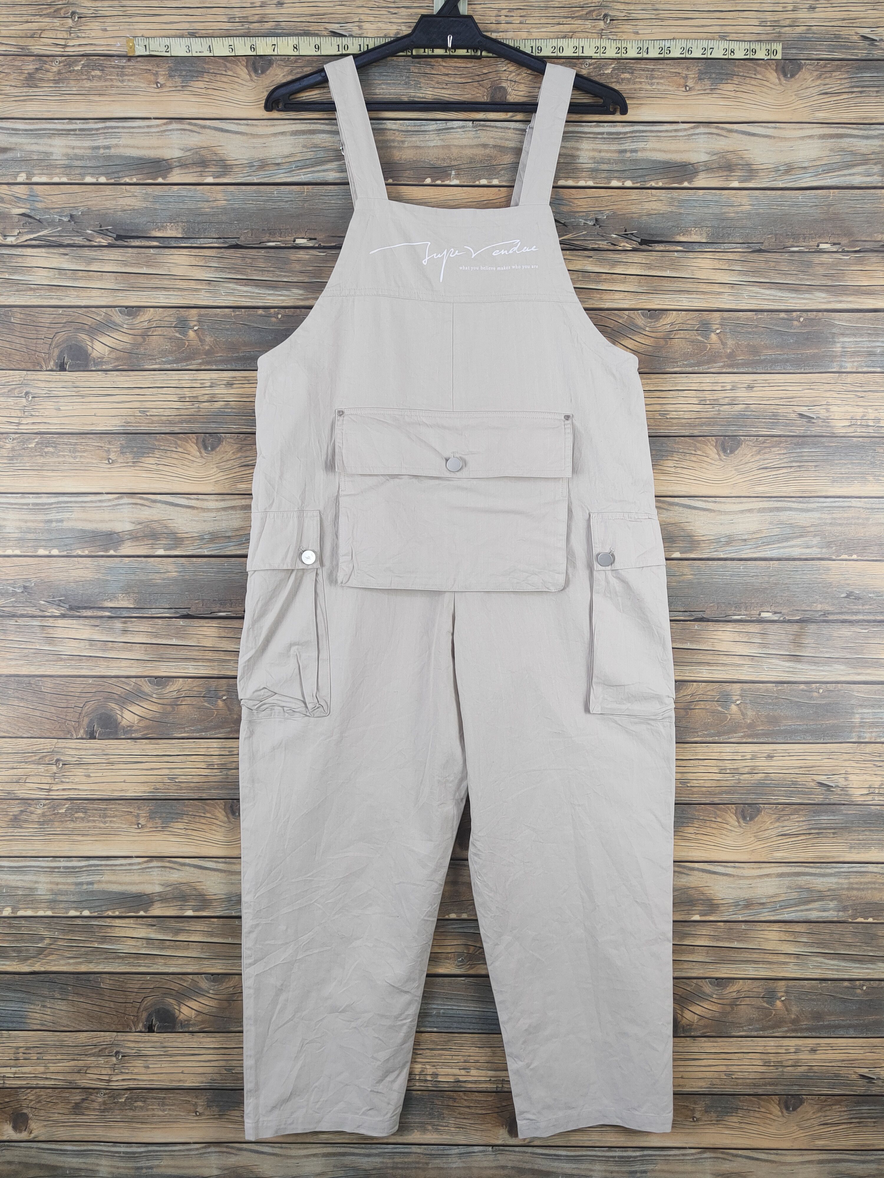 Marvel Comics × Vintage Vintage Marvel-Jupe Vendue Beige Overall Jumpsuits Size 37" - 11 Thumbnail