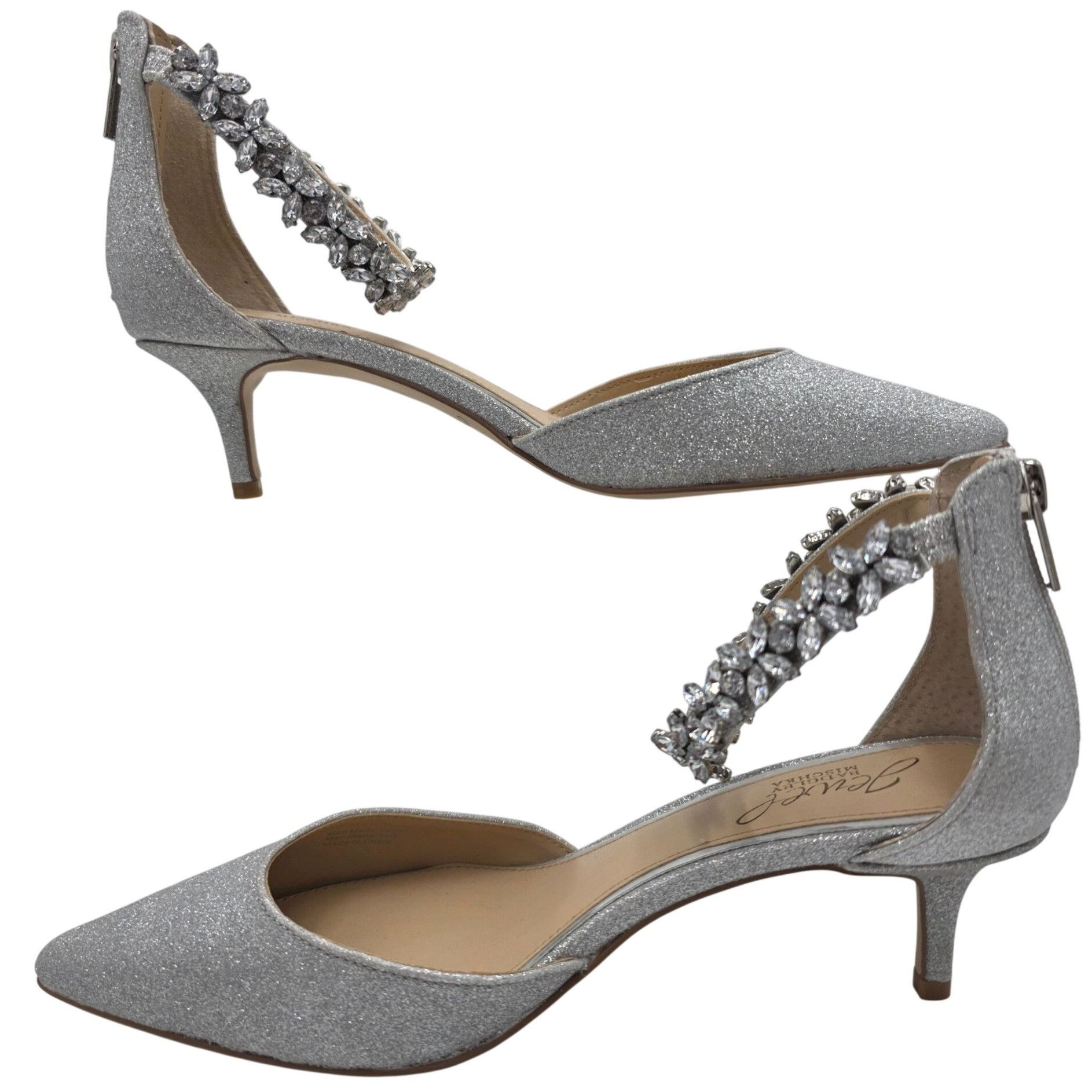 Badgley Mischka Jewel Badgley Mischka Women 7.5 Silver Robles Crystal Kitten Size US 7.5 / IT 37.5 - 9 Thumbnail