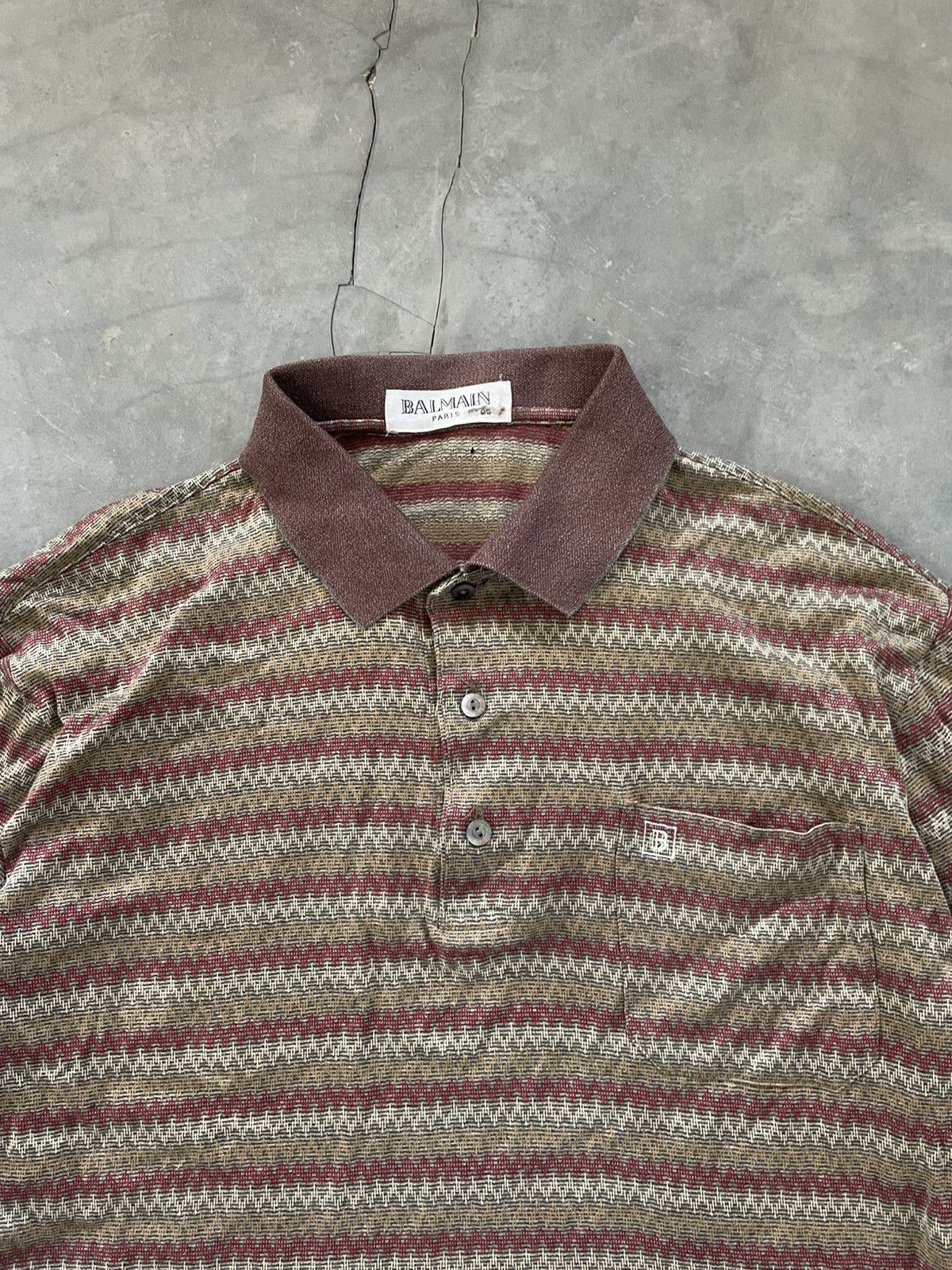Balmain Vintage 90s Balmain Paris Knitted Chevron Pattern Longsleeve Size US M / EU 48-50 / 2 - 2 Thumbnail