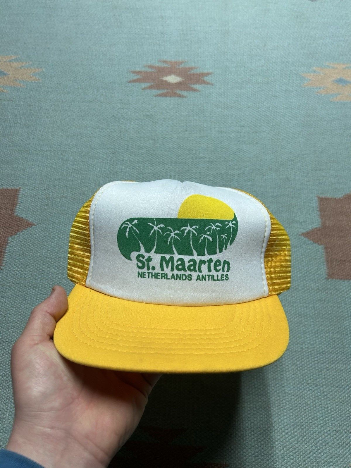Vintage Vtg trucker hat St Maarten Caribbean island beach palm trees Size ONE SIZE - 2 Thumbnail