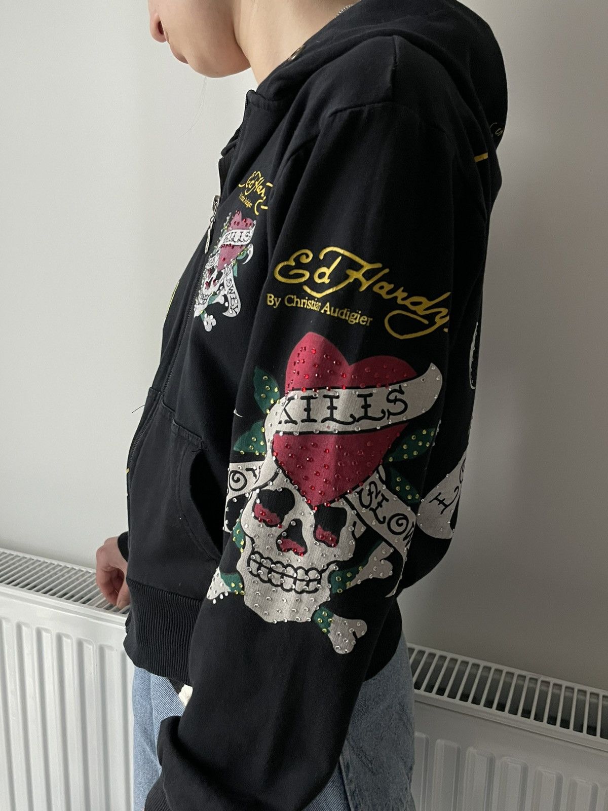 Ed Hardy Vintage Ed Hardy Y2K Strass Tiger 00’s Zip Hoodie Black Size S / US 4 / IT 40 - 5 Thumbnail