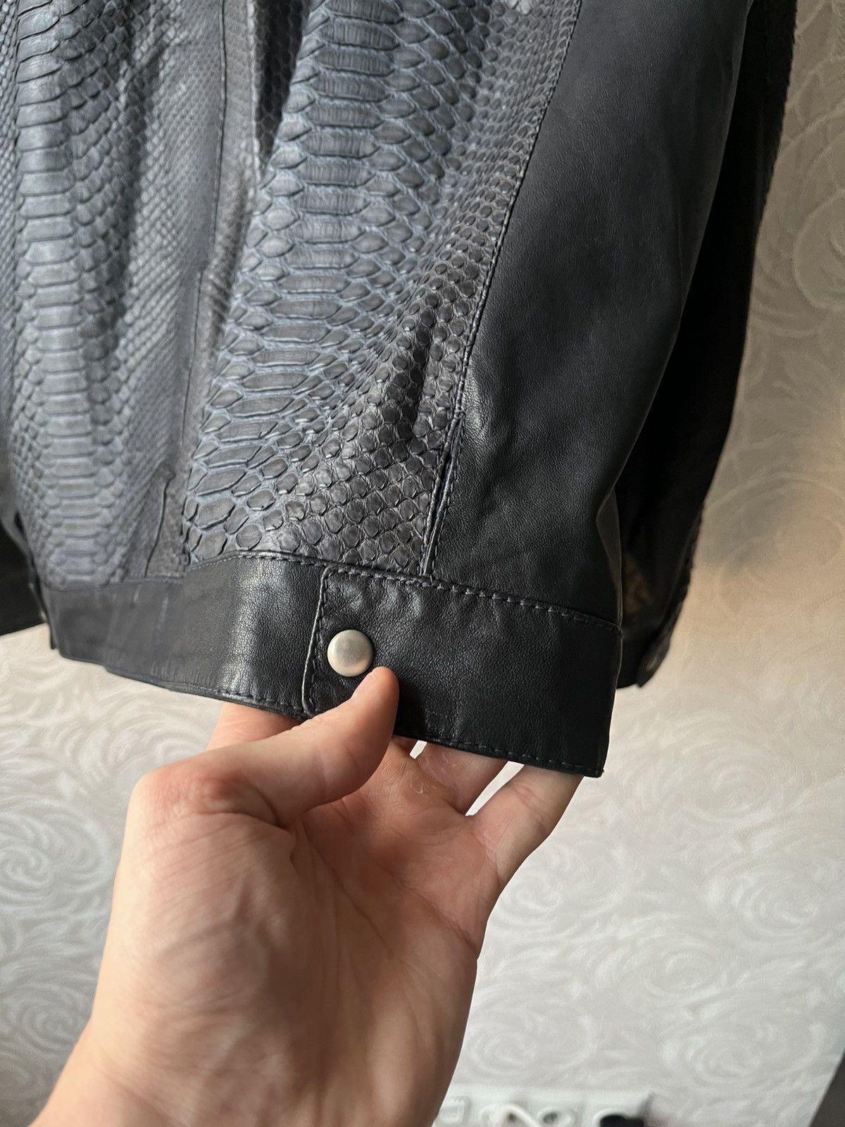 Genuine Leather Real Python Leather Italy Jacket Navy Blue Zip Up Bomber Size US L / EU 52-54 / 3 - 10 Thumbnail