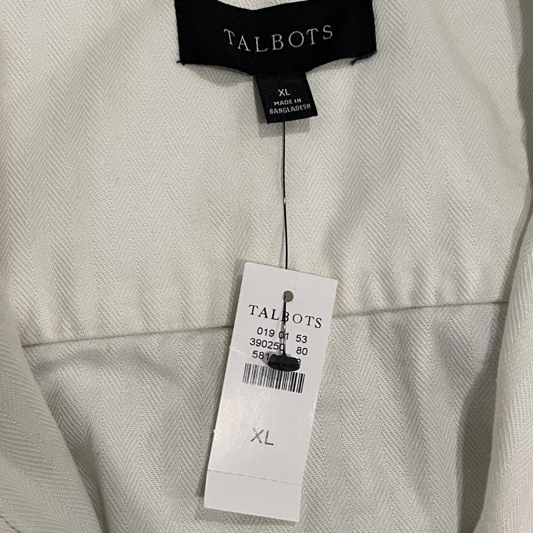 Talbots Studio Chore Button Jacket Ivory XL NWT% Cotton Casual Chic Size XL / US 12-14 / IT 48-50 - 3 Thumbnail