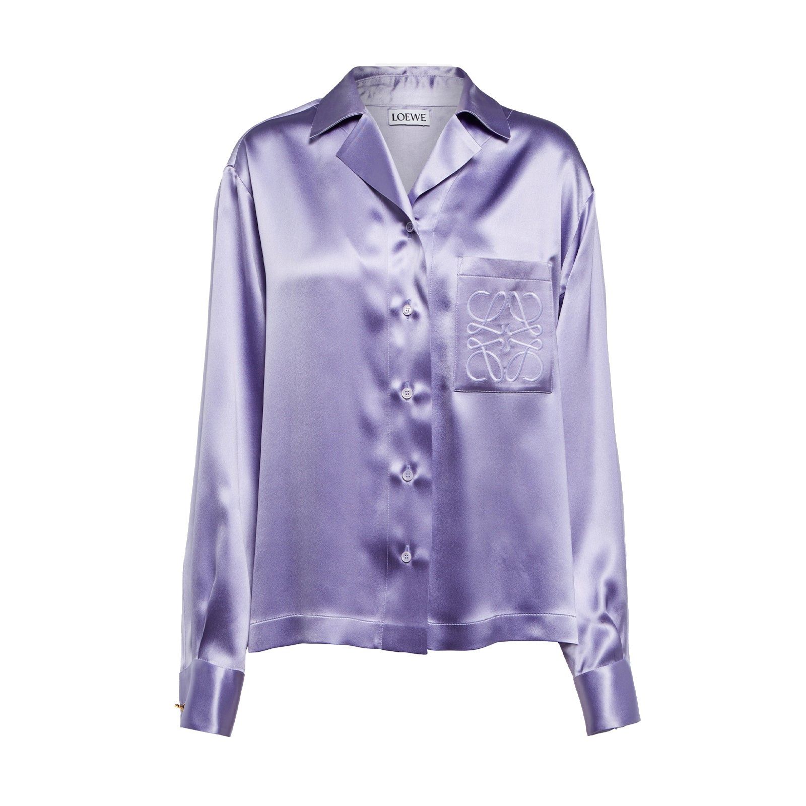 image of Loewe - Silk Shirt (T38) in Purple, Women's (Size Small)