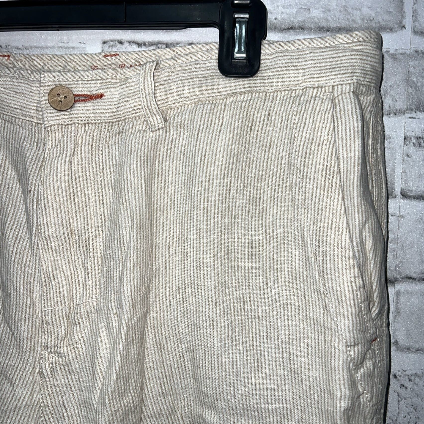 Tommy Bahama Tommy Bahama Shorts Mens Beige Linen Striped Relax Size 36 Size US 36 / EU 52 - 2 Thumbnail