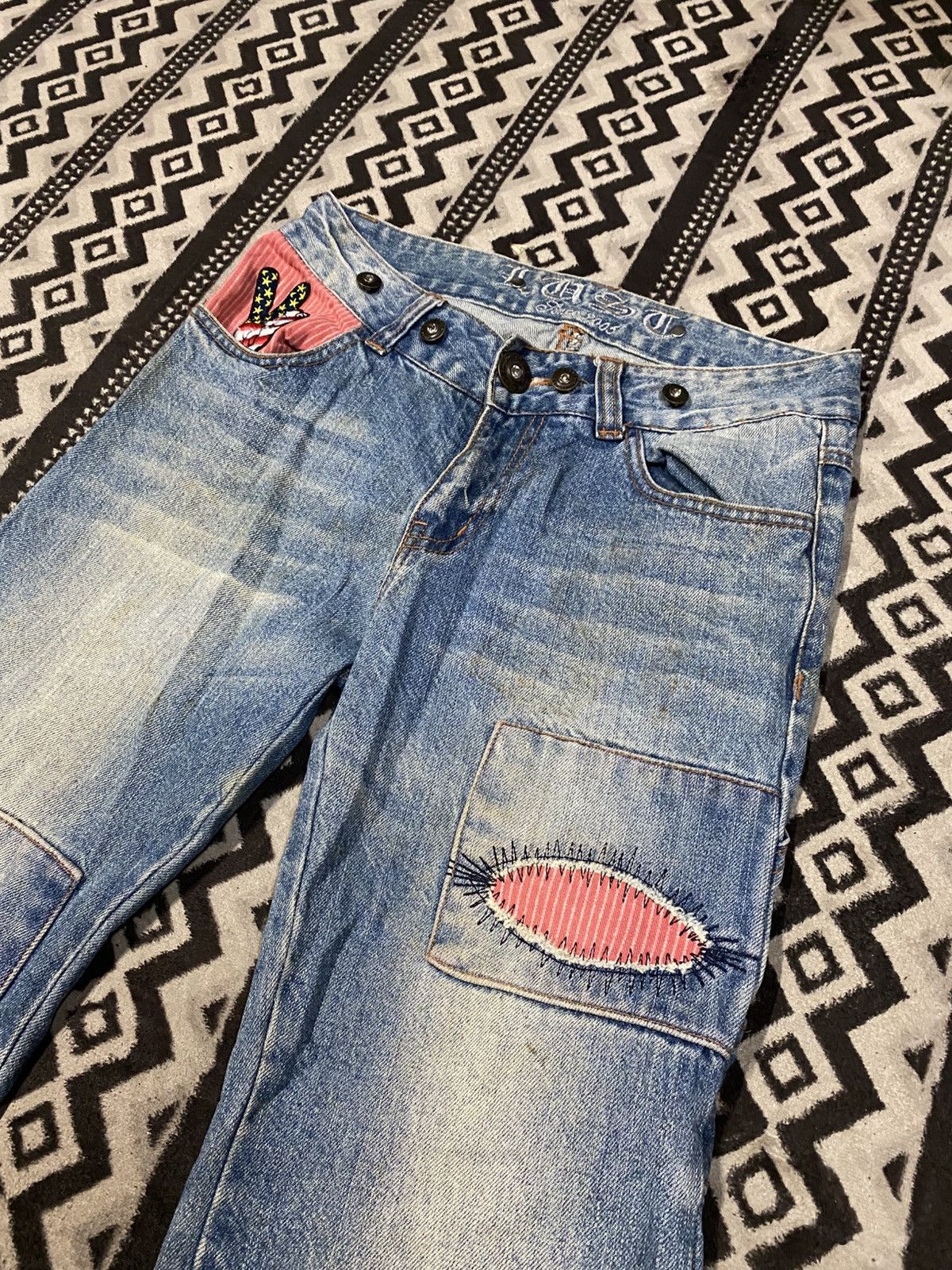 Designer × Japanese Brand Lust Patch Jeans Size 29" - 3 Thumbnail