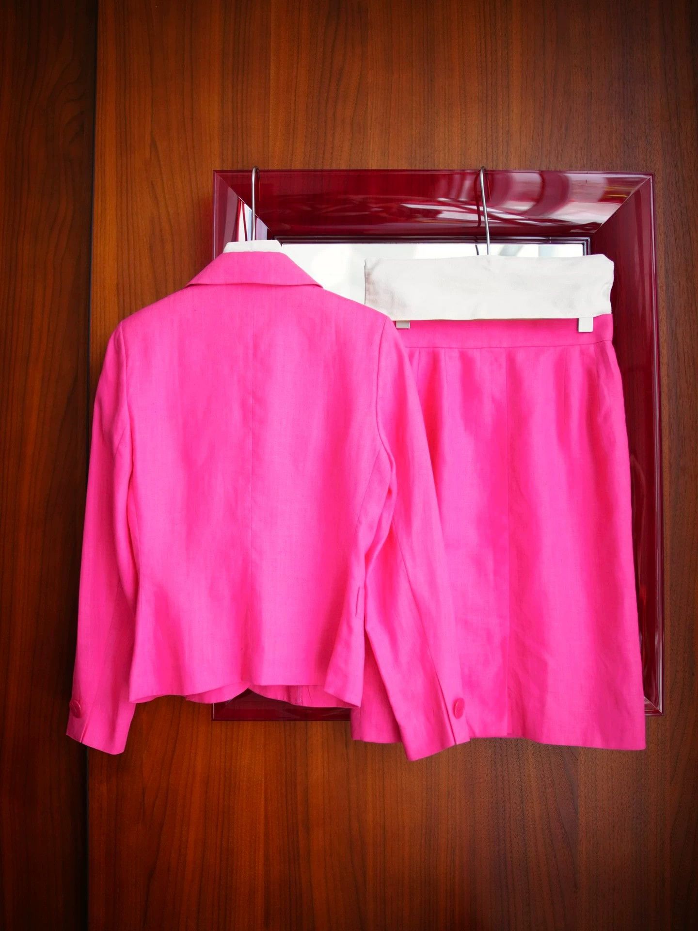 Yves Saint Laurent YSL Vintage Peach Pink Linen Skirt Suit Size XXS / US 00 / IT 34 - 4 Thumbnail
