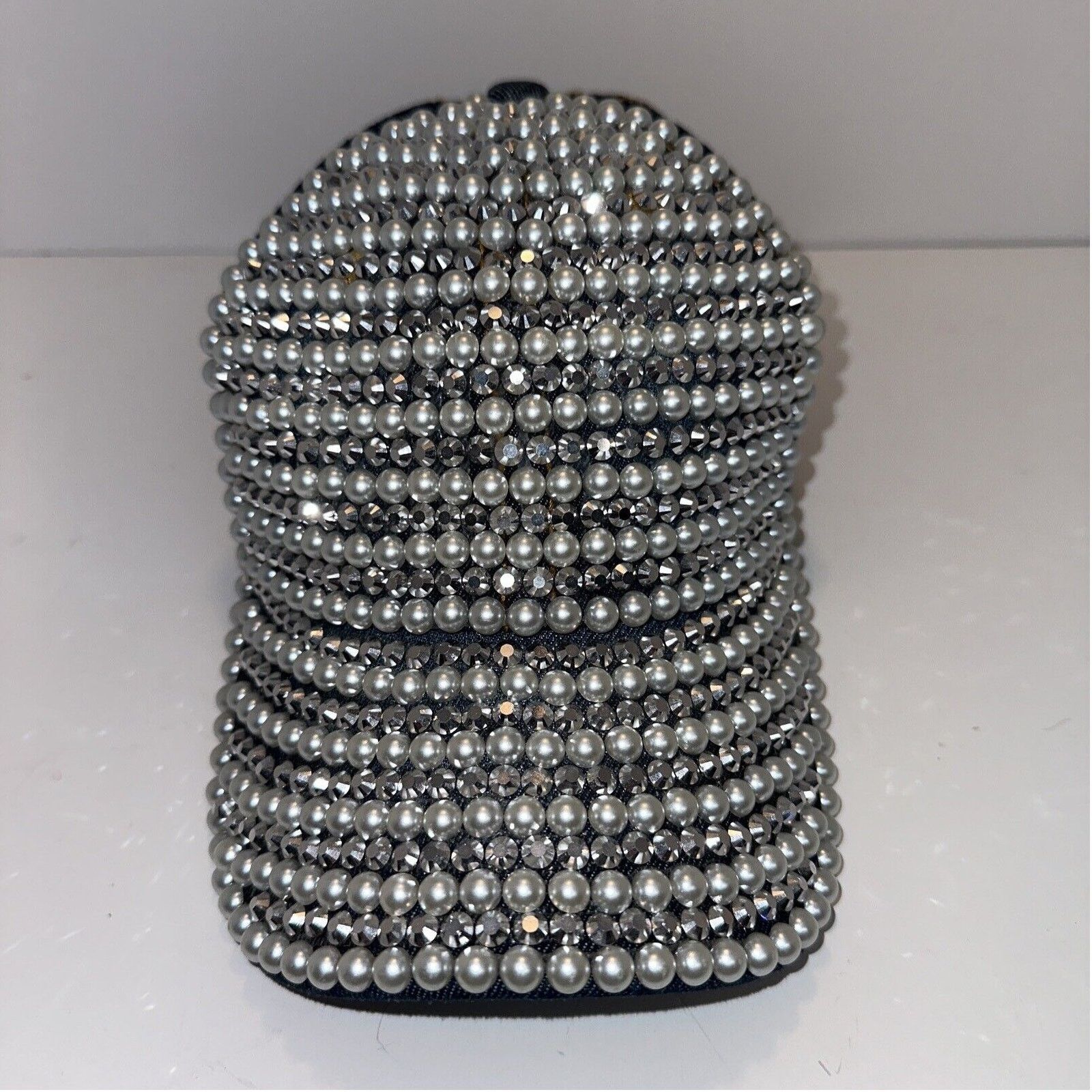 Other 29 Palms Cap Hat Faux Pearls & Rhinestone Blue Jean Leather Size ONE SIZE - 2 Thumbnail