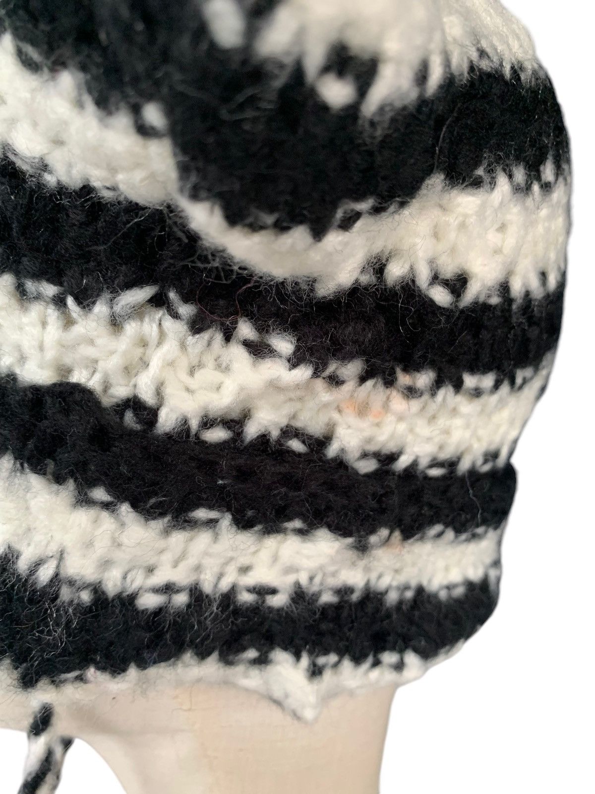 Japanese Brand × Kapital × Vintage Stripe Black And White Bunny Horn Devil Knitted Beanie Hats Size ONE SIZE - 11 Thumbnail