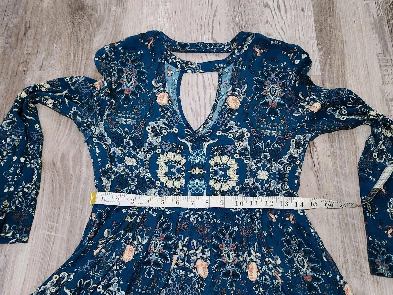 Designer Altar'd State Dress Small Blue High Neck Bell Sleeves Boho Size S / US 4 / IT 40 - 5 Thumbnail