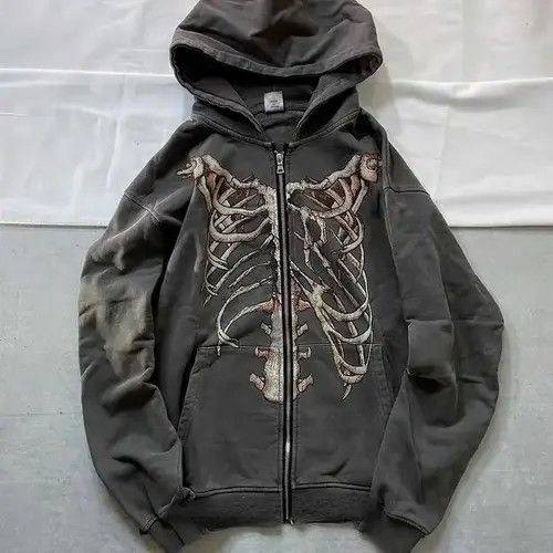 Japanese Brand Vintage Punk Skull and Bones XXL Hooded Sweatshirt Jacket Size US XXL / EU 58 / 5 - 6 Thumbnail